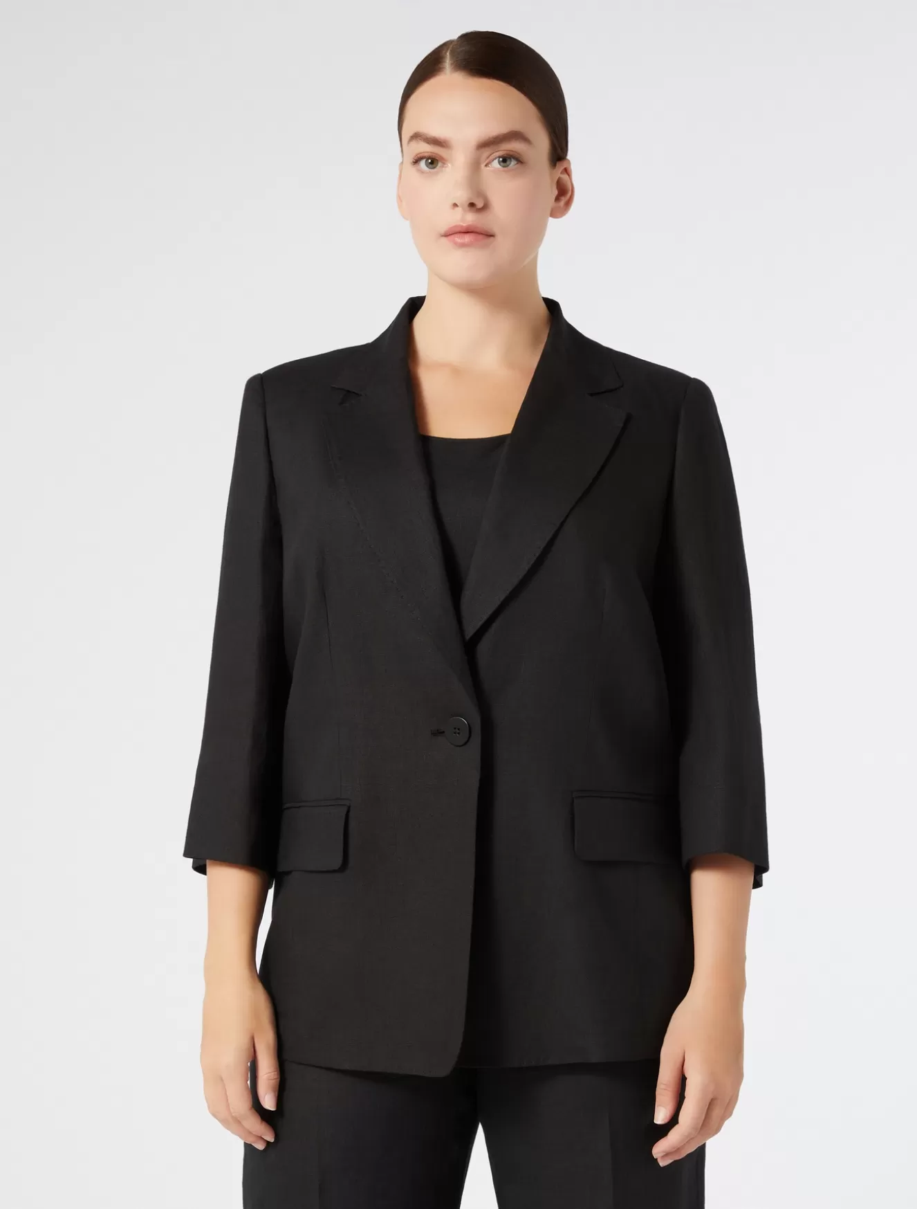 Jacken & Blazer | Jacken & Blazer<Marina Rinaldi Jacke aus Leinen SCHWARZ