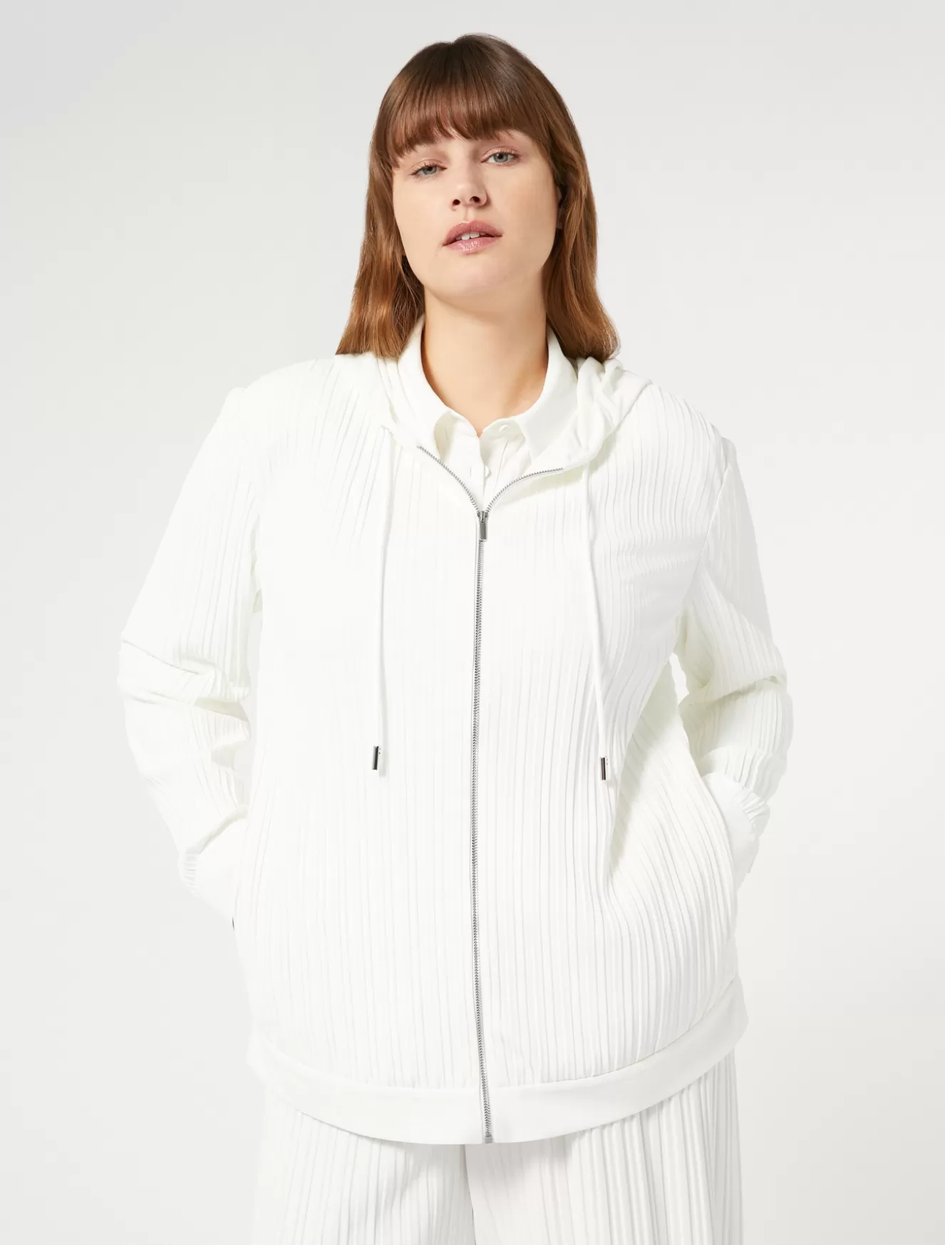 Jacken & Blazer | Jacken & Blazer<Marina Rinaldi Jacke aus Plissee-Jersey WEISS