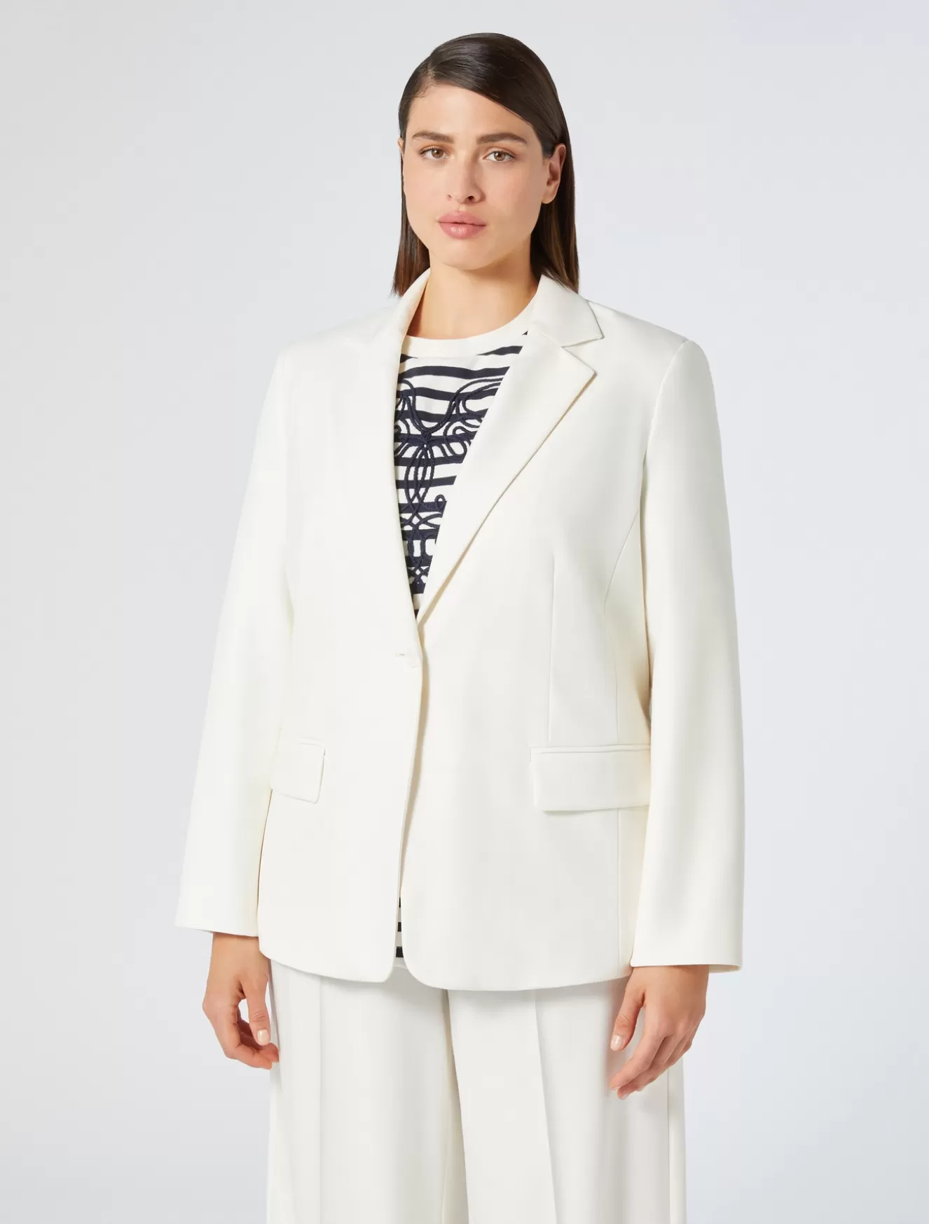 Jacken & Blazer | Jacken & Blazer<Marina Rinaldi Jacke aus Viskosemisch-Twill ELFENBEINFARBEN