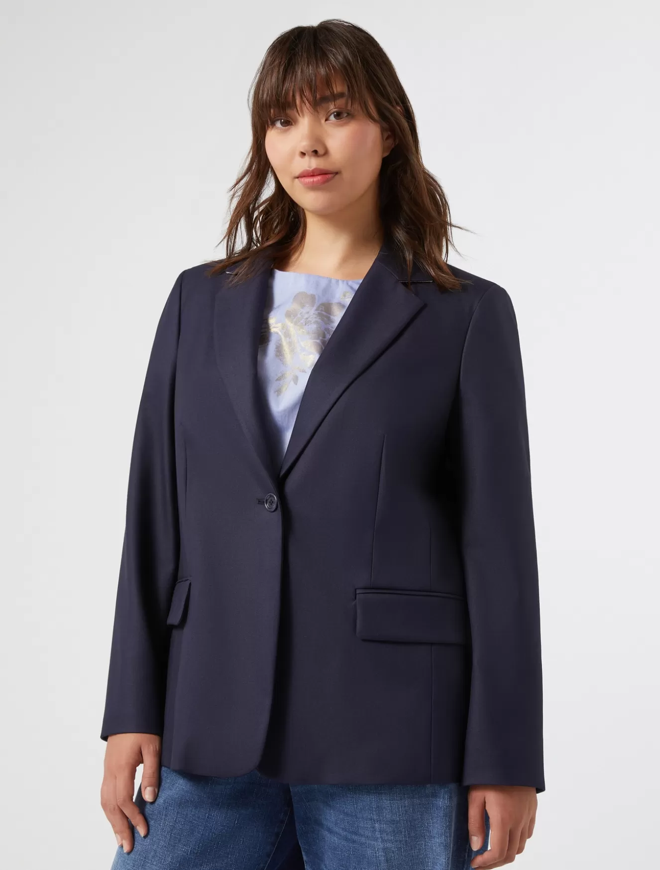 Jacken & Blazer | Jacken & Blazer<Marina Rinaldi Jacke aus Viskosemisch-Twill BLAU