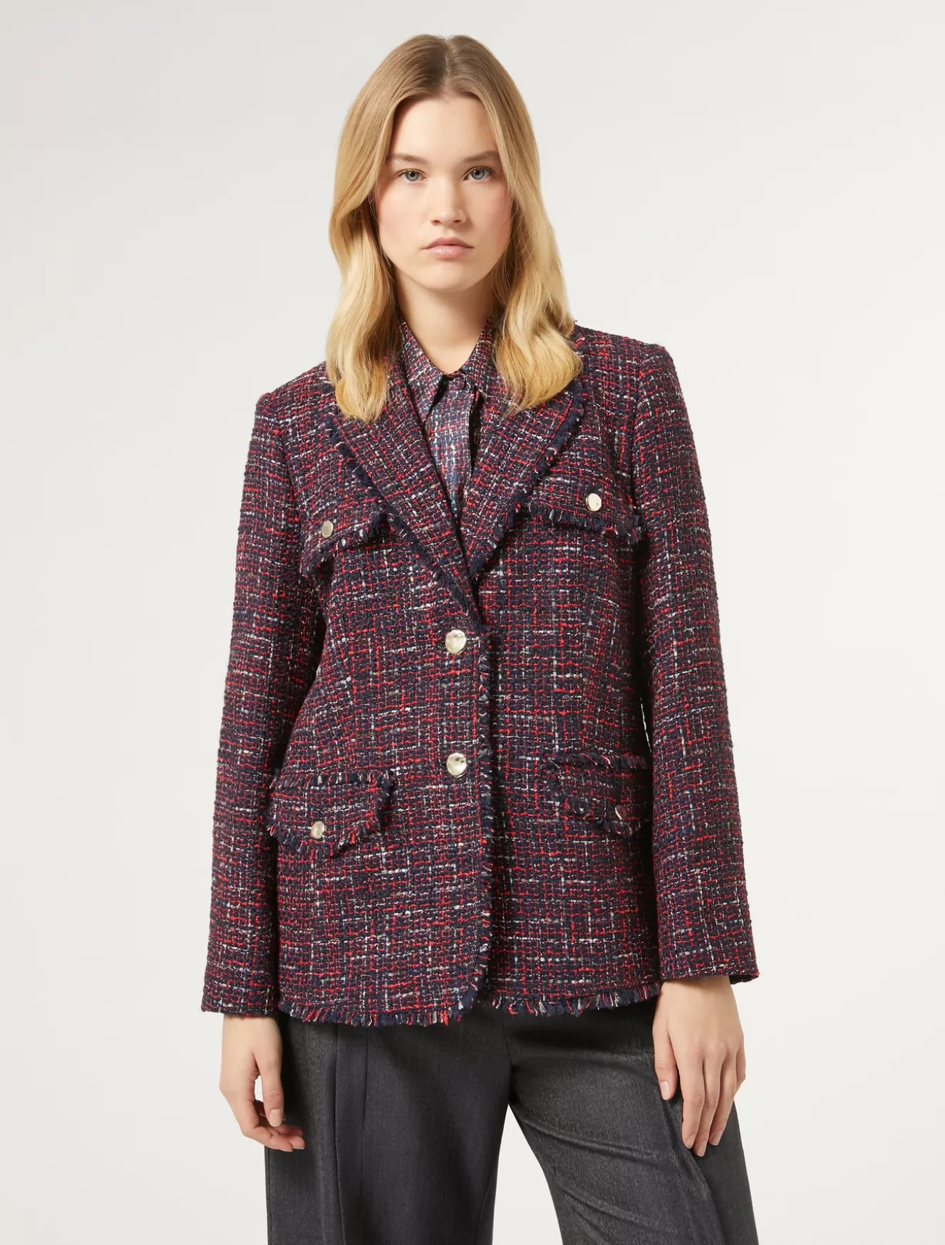 Jacken & Blazer | Jacken & Blazer<Marina Rinaldi Jacke mit Bouclé-Effekt NACHTBLAU