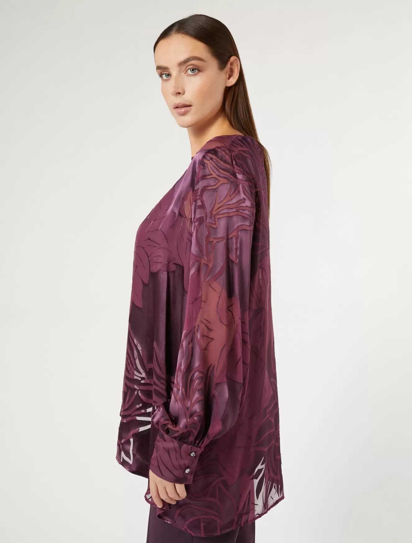 Blusen | Blusen<Marina Rinaldi Kasack aus Seiden- und Viskose-Satin BORDEAUX