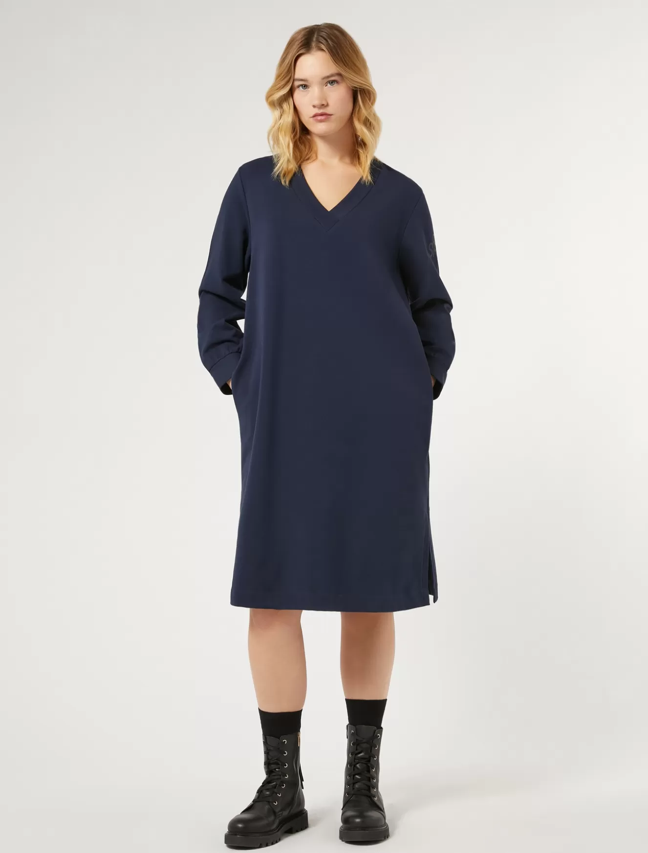 Kleider | Kleider<Marina Rinaldi Kleid aus Baumwoll-Sweatjersey mit Stretch BLAU