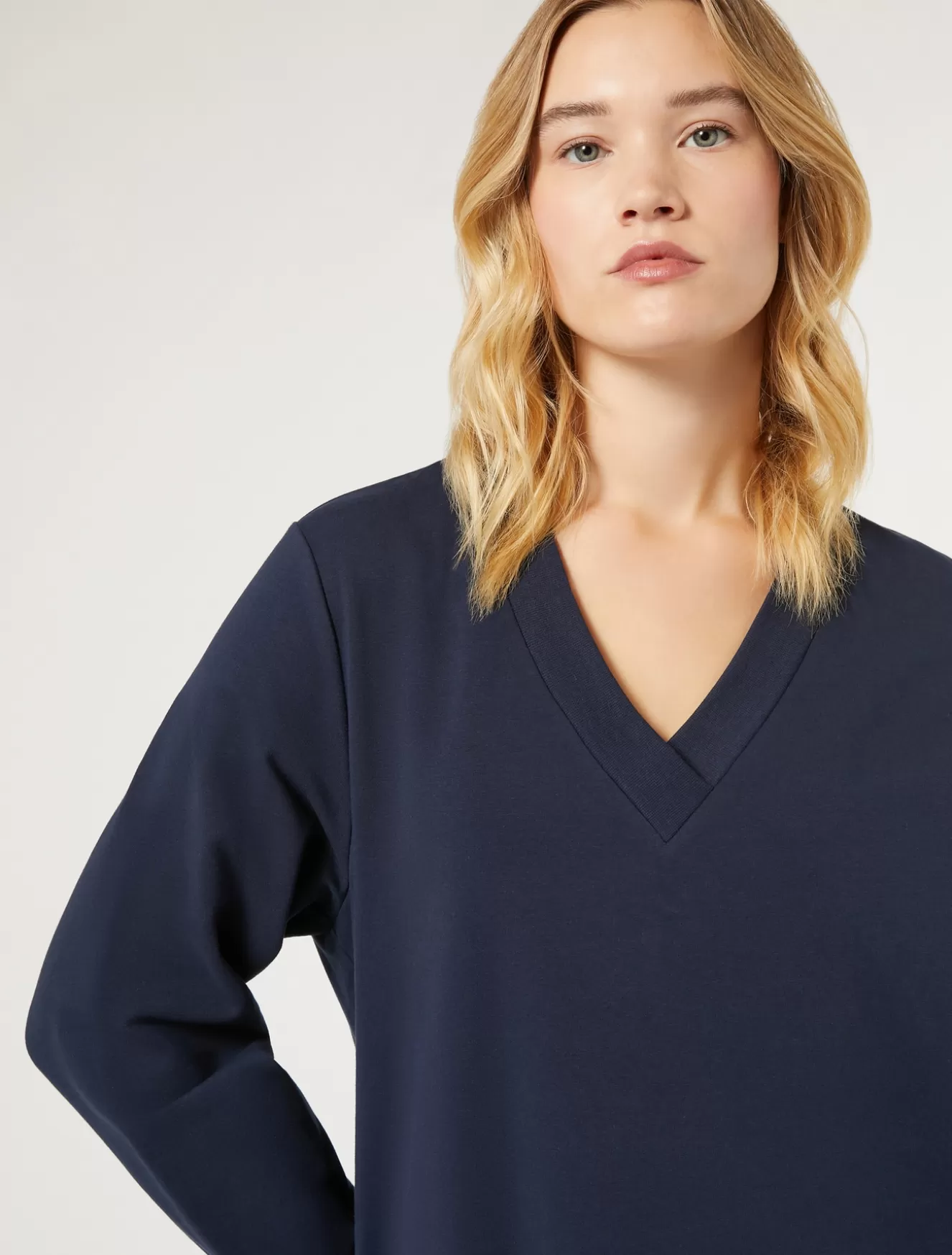 Kleider | Kleider<Marina Rinaldi Kleid aus Baumwoll-Sweatjersey mit Stretch BLAU