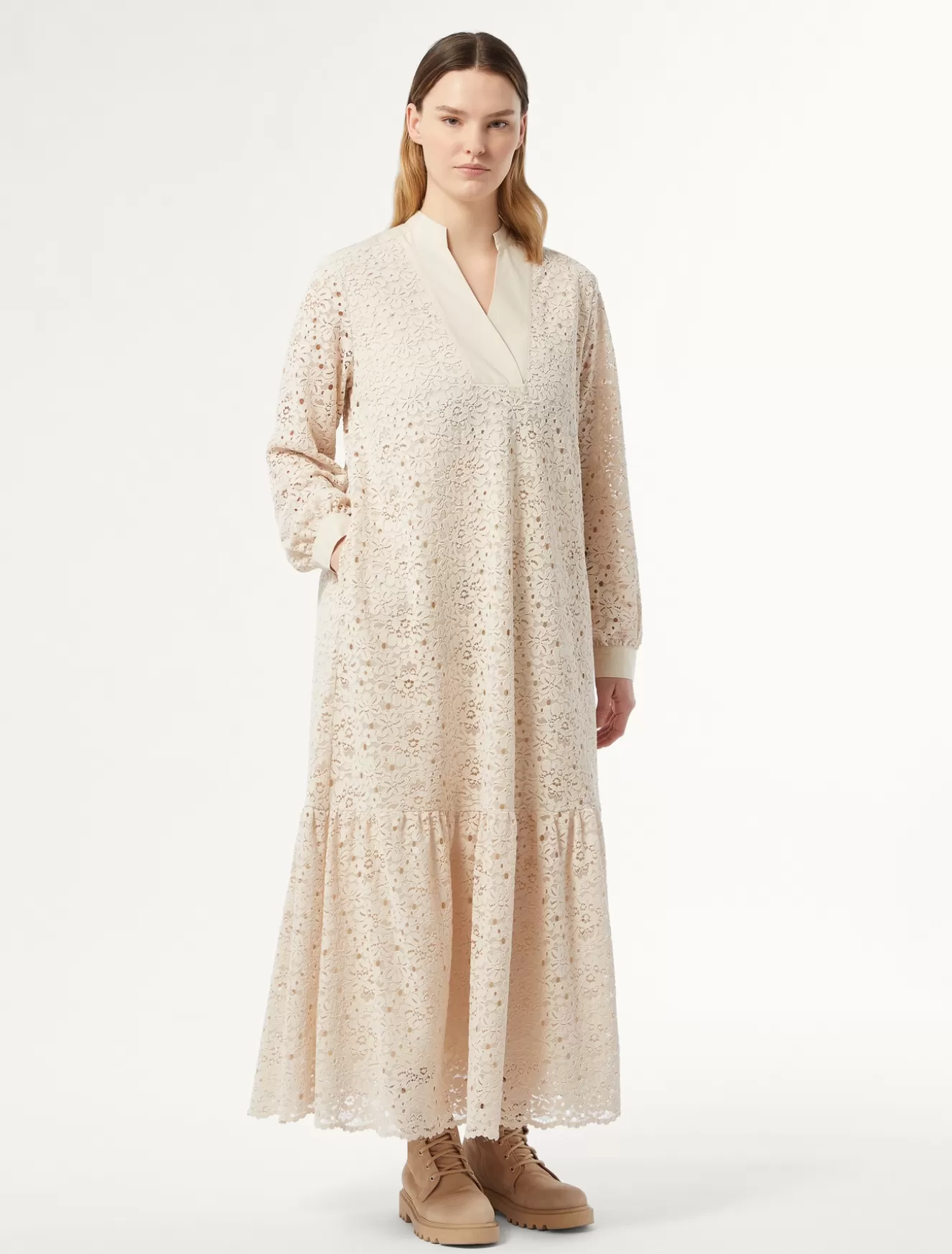 Kleider | Kleider<Marina Rinaldi Kleid aus Chenille-Spitze NATURAL