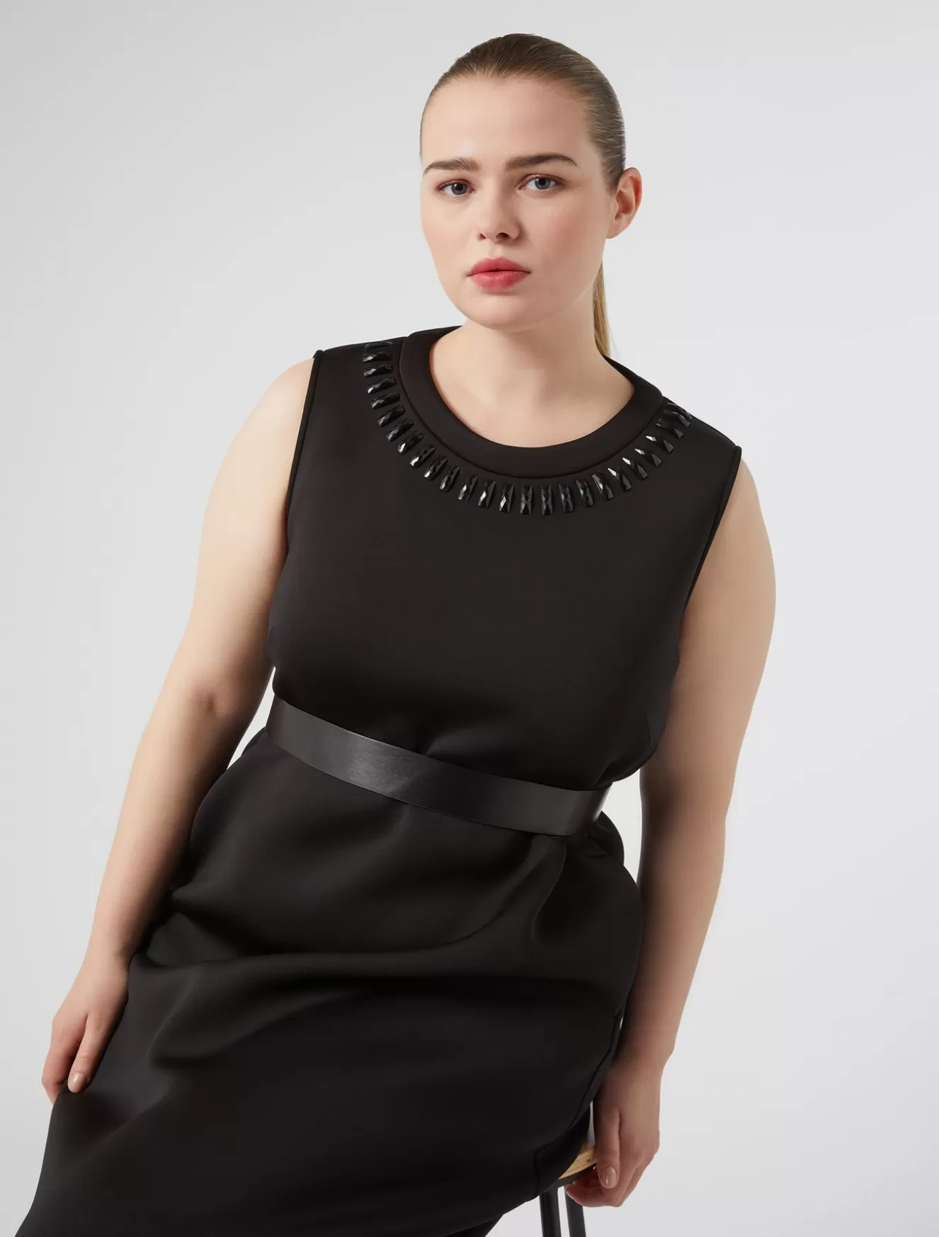 Kleider | Kleider<Marina Rinaldi Kleid aus Scuba-Jersey mit Strass SCHWARZ