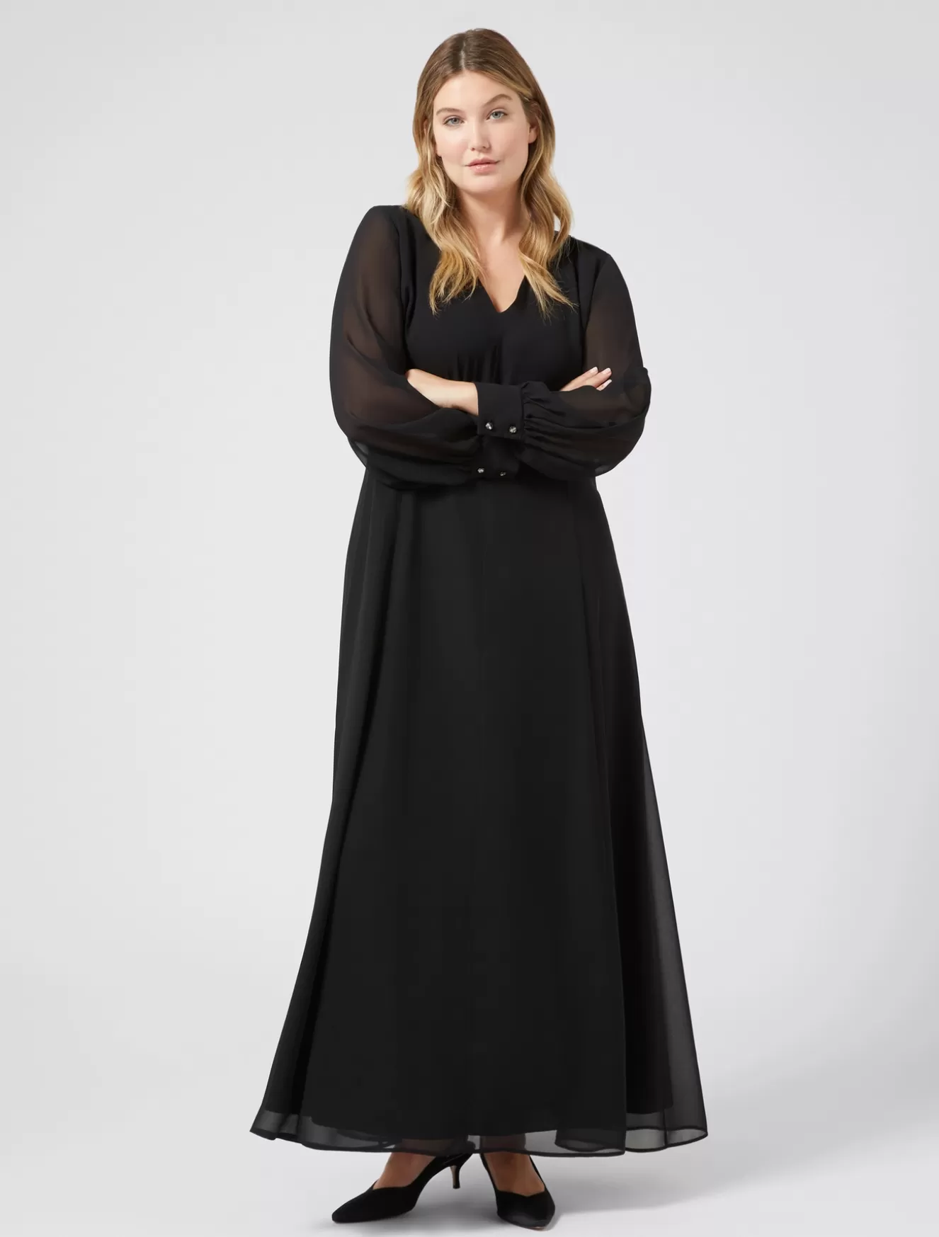 Kleider | Kleider<Marina Rinaldi Langes Kleid aus Crêpe-Georgette SCHWARZ