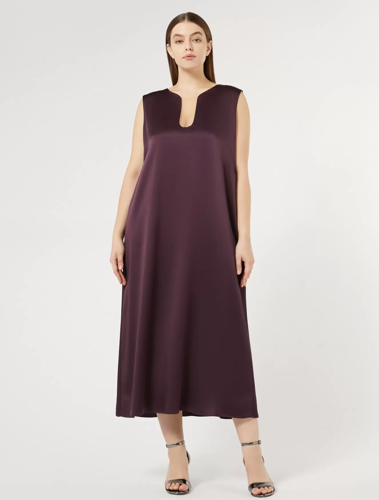 Kleider | Kleider<Marina Rinaldi Langes Kleid aus Envers-Satin-Crêpe BORDEAUX