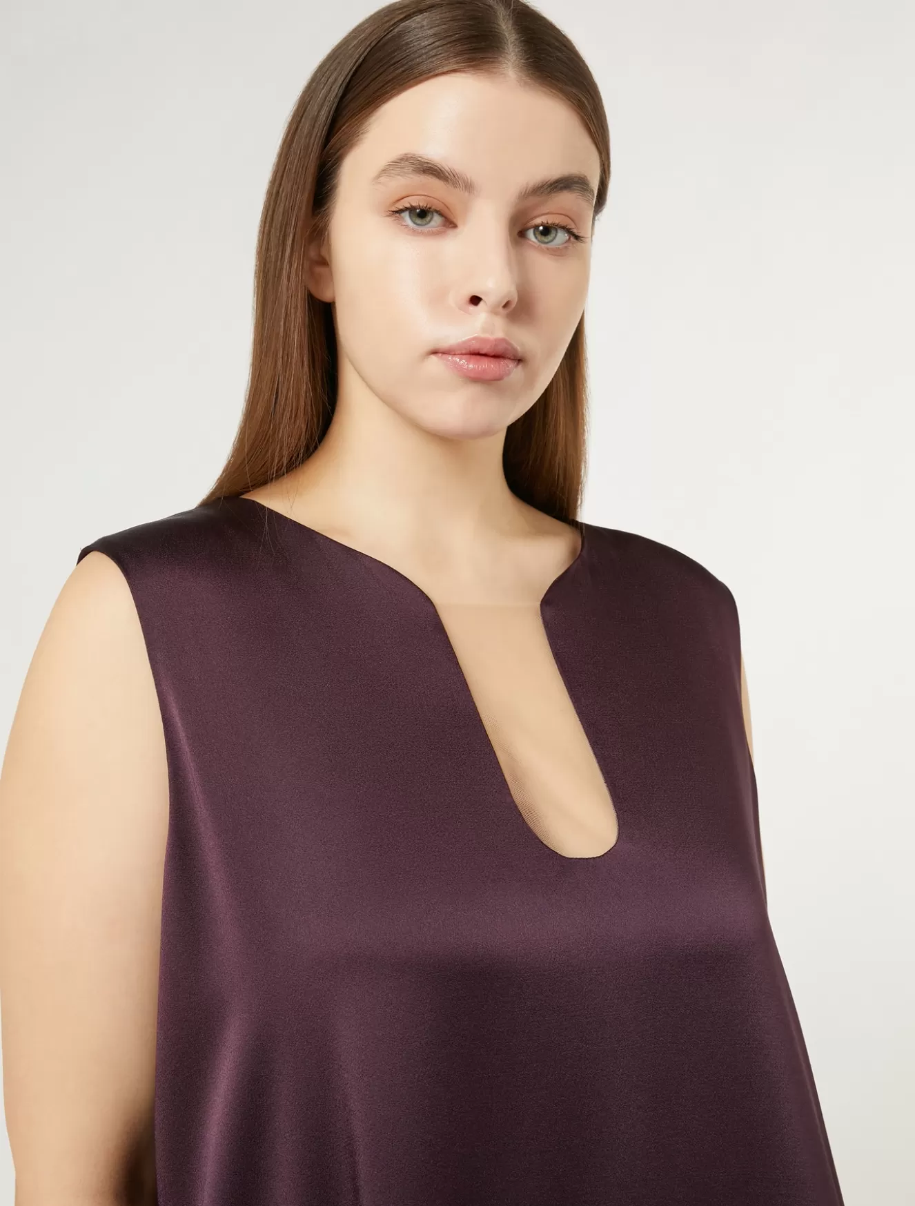 Kleider | Kleider<Marina Rinaldi Langes Kleid aus Envers-Satin-Crêpe BORDEAUX