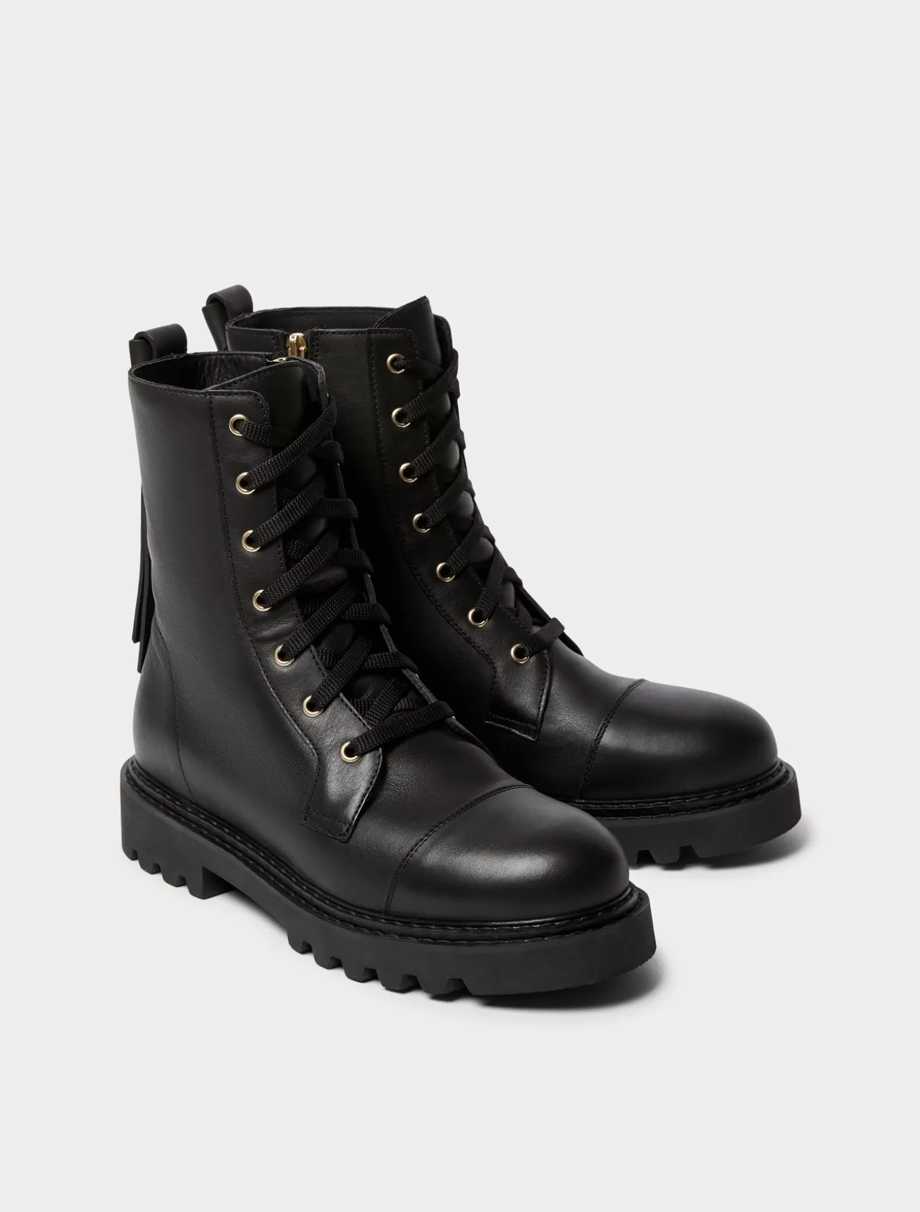 Accessoires | Accessoires<Marina Rinaldi Leather combat boots SCHWARZ