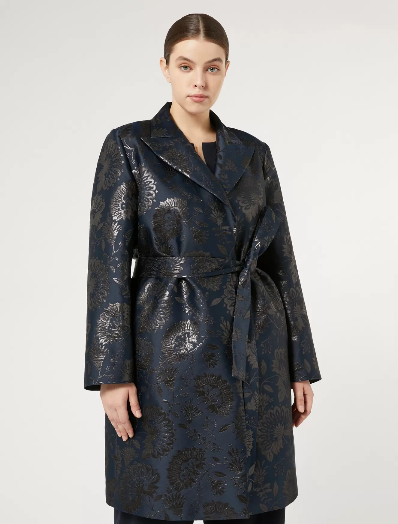 Jacken | Mäntel & Trenchcoats<Marina Rinaldi Leichter Mantel aus Jacquard NACHTBLAU