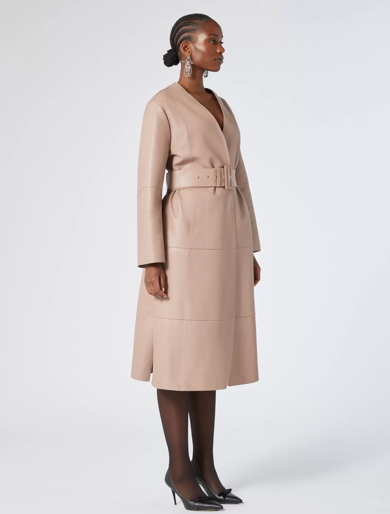 Mäntel & Trenchcoats | Mäntel & Trenchcoats<Marina Rinaldi Leichter Mantel aus Nappaleder und Jersey BROWNNUDE