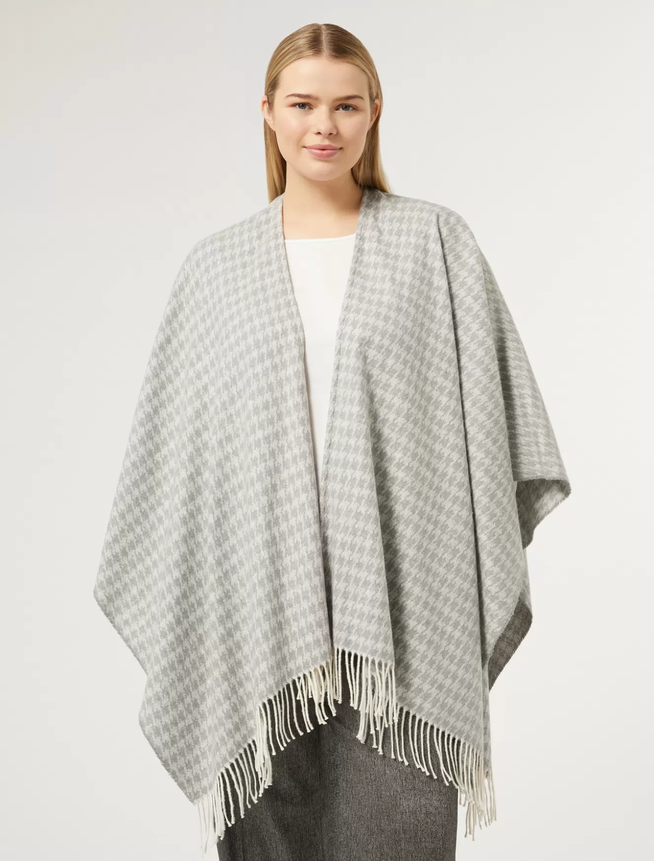 Accessoires | Accessoires<Marina Rinaldi Poncho aus garngefärbtem Stoff MITTELGRAU