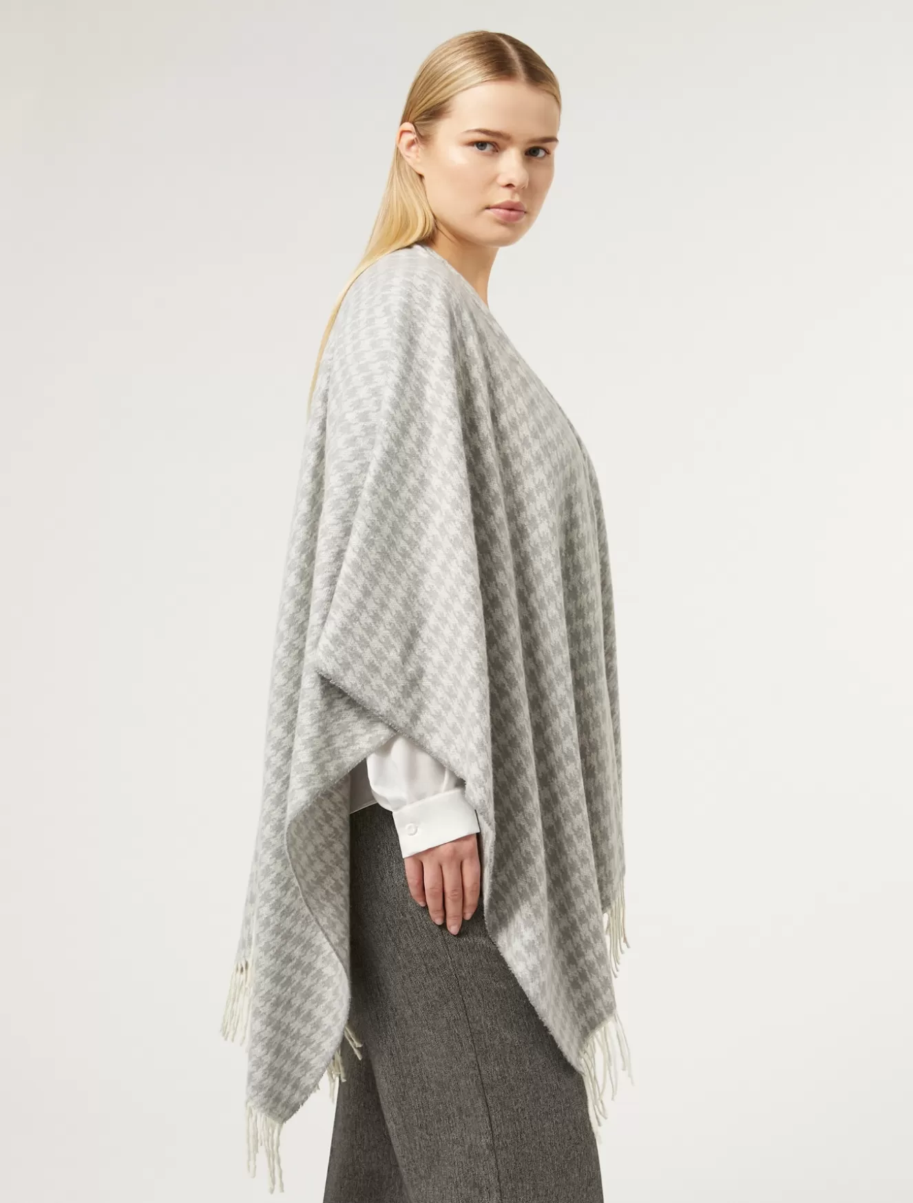 Accessoires | Accessoires<Marina Rinaldi Poncho aus garngefärbtem Stoff MITTELGRAU