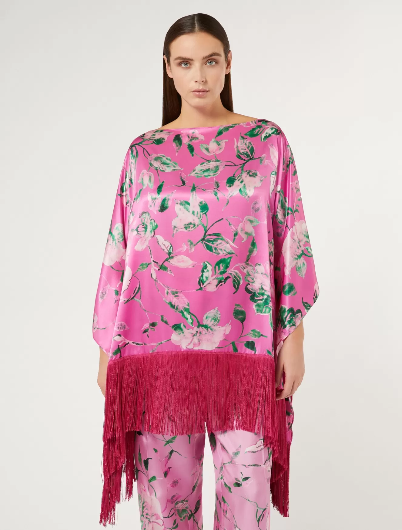 Jacken | Blusen<Marina Rinaldi Poncho aus Seidensatin ROSA