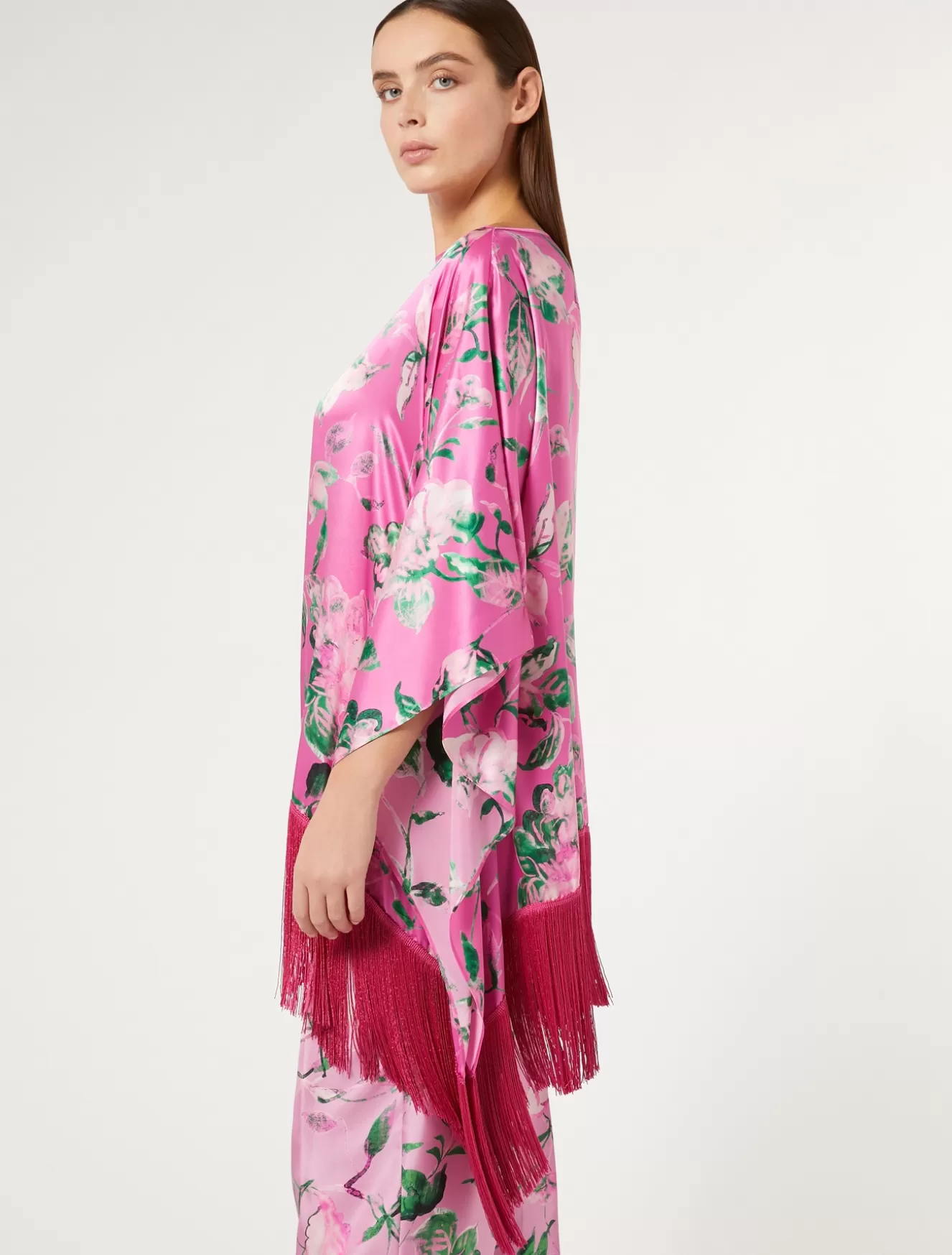 Jacken | Blusen<Marina Rinaldi Poncho aus Seidensatin ROSA