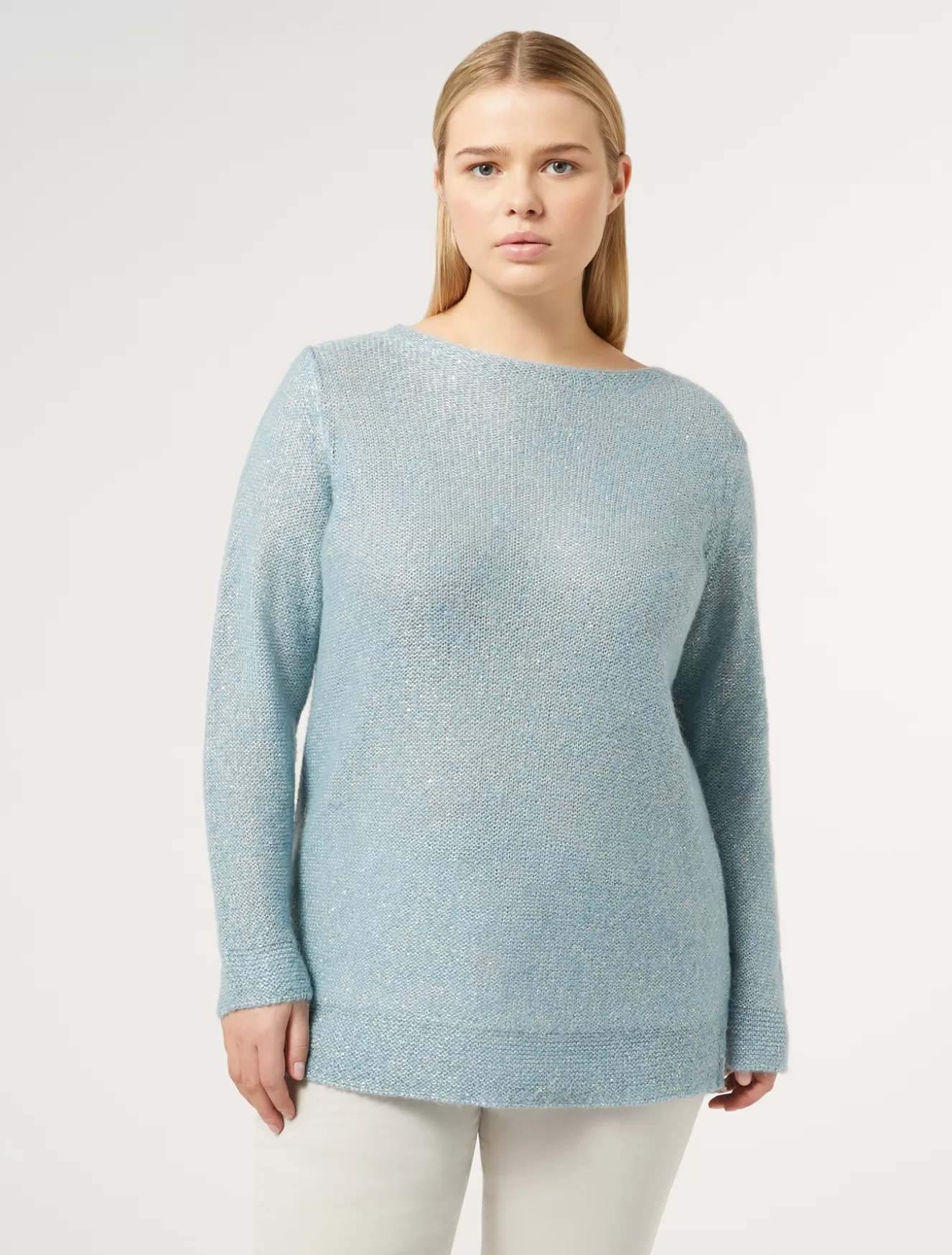 Pullover Und Strickwaren | Pullover Und Strickwaren<Marina Rinaldi Pullover aus Mohair mit Pailletten HELLBLAUSCHATTIERT