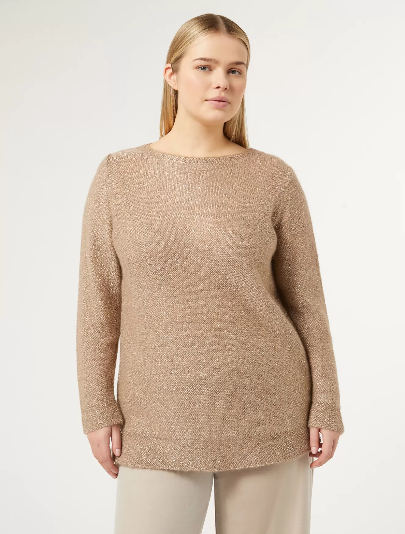 Pullover Und Strickwaren | Pullover Und Strickwaren<Marina Rinaldi Pullover aus Mohair mit Pailletten STEIN