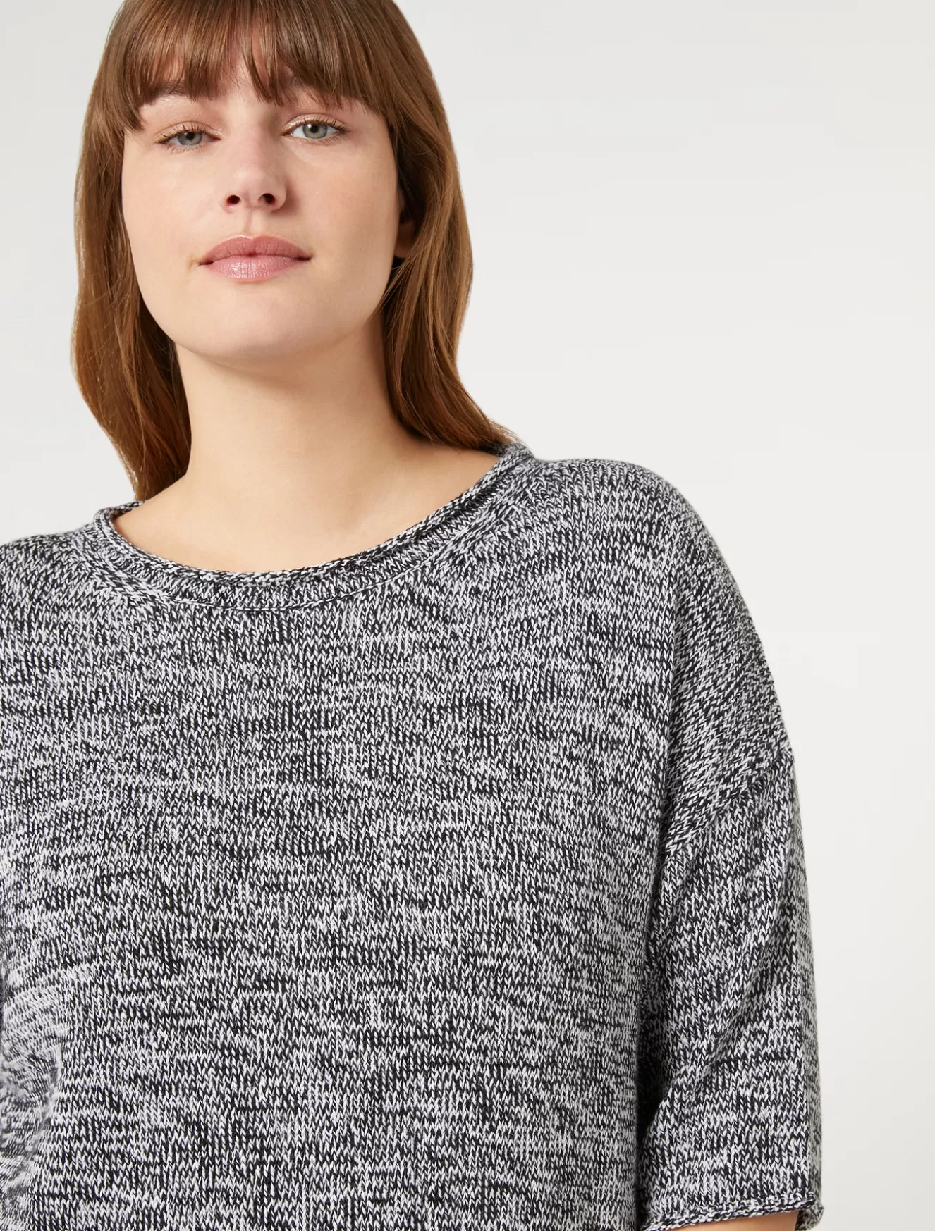 Pullover Und Strickwaren | Pullover Und Strickwaren<Marina Rinaldi Pullover aus Mouliné-Wollgemisch SCHWARZ