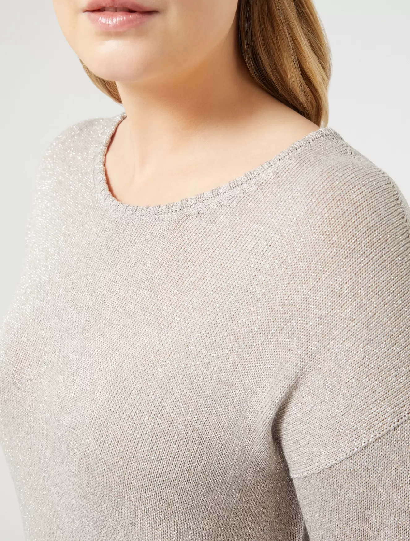 Pullover Und Strickwaren | Pullover Und Strickwaren<Marina Rinaldi Pullover aus Viskose und Lurex MITTELGRAU