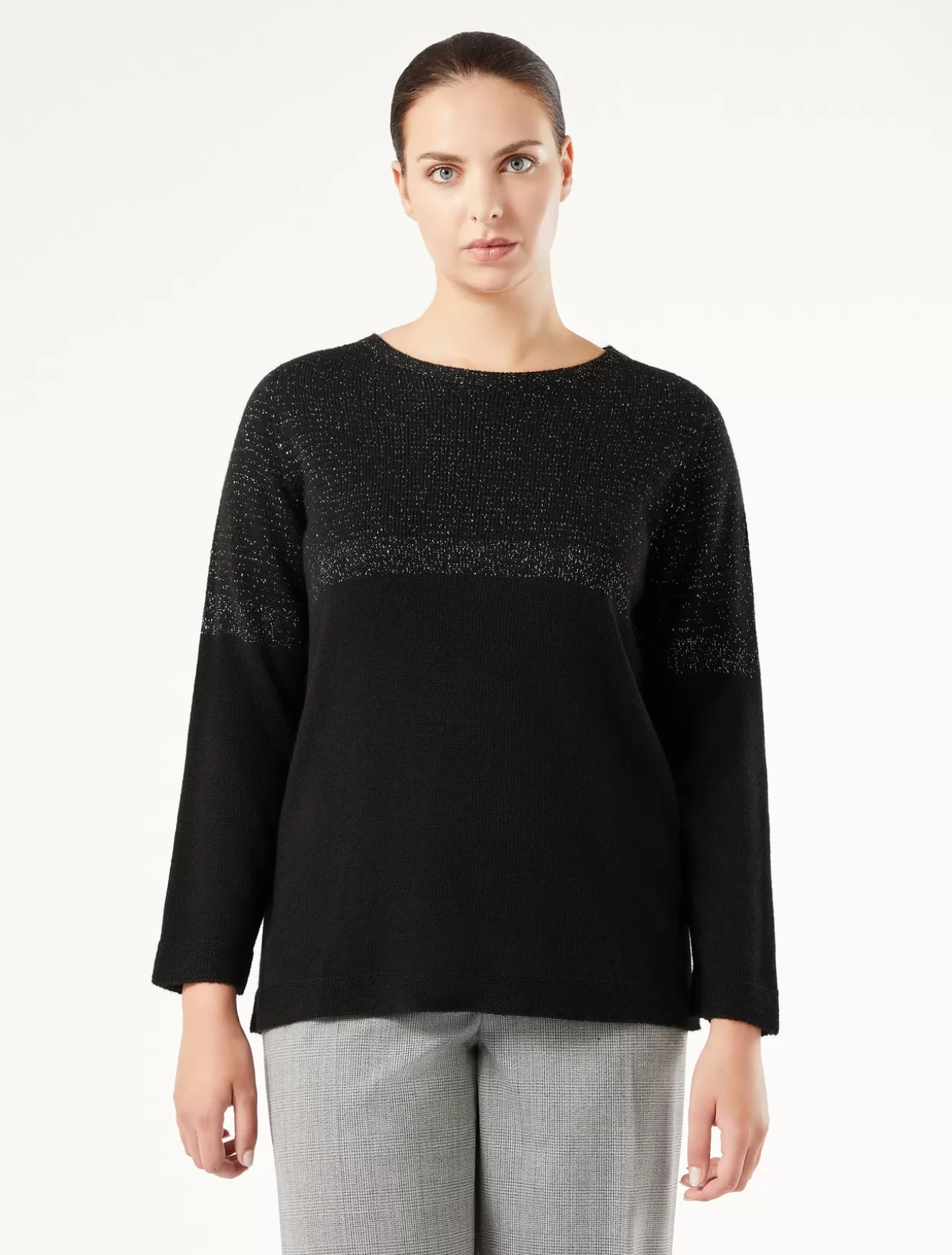 Pullover Und Strickwaren | Pullover Und Strickwaren<Marina Rinaldi Pullover aus Wolle und Viskose SCHWARZ