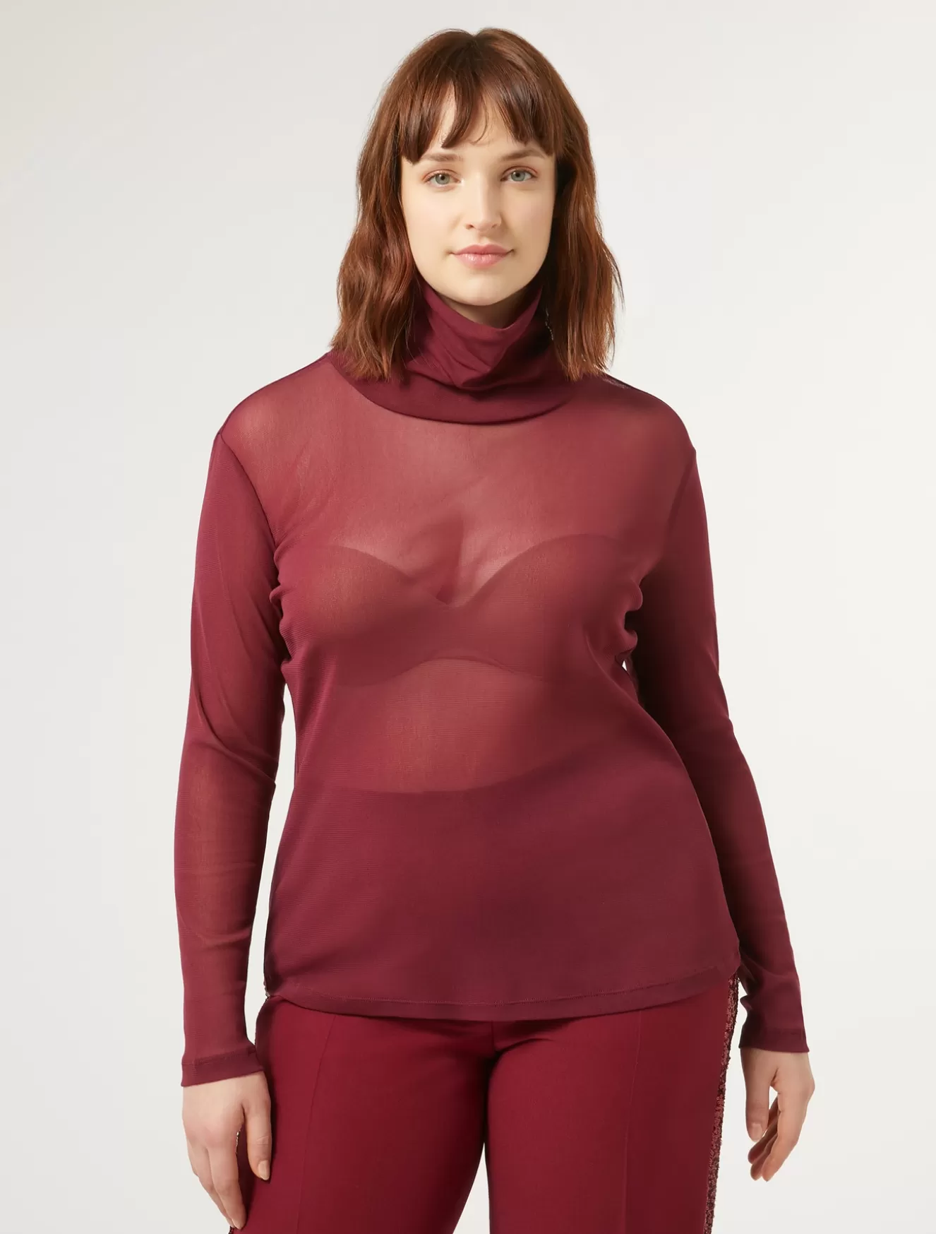 Tops & T-shirts | Tops & T-shirts<Marina Rinaldi Rollkragenpullover aus Stretch-Tulle RUBIN