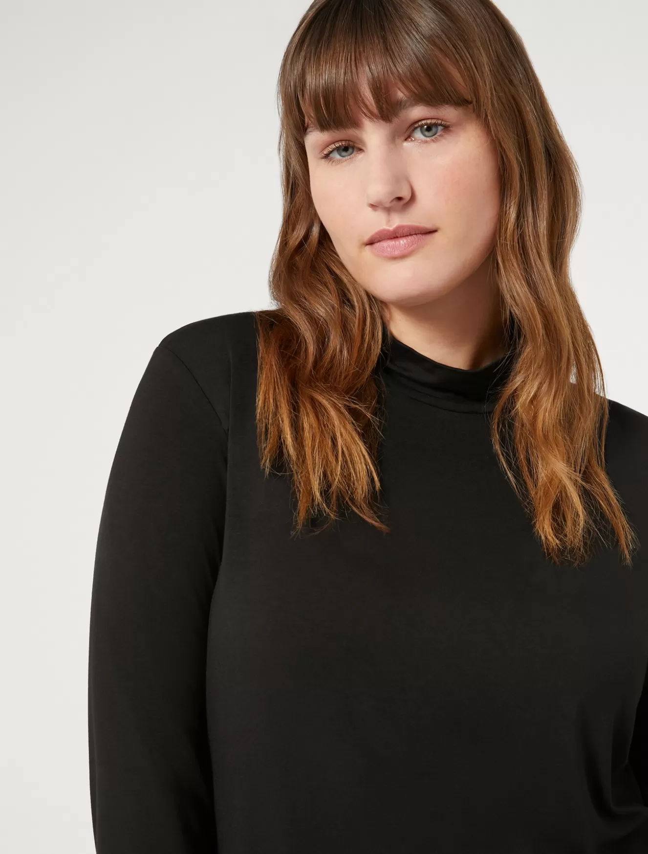 Tops & T-shirts | Tops & T-shirts<Marina Rinaldi Rollkragenpullover aus weichem Stretch-Viskose-Jersey SCHWARZ