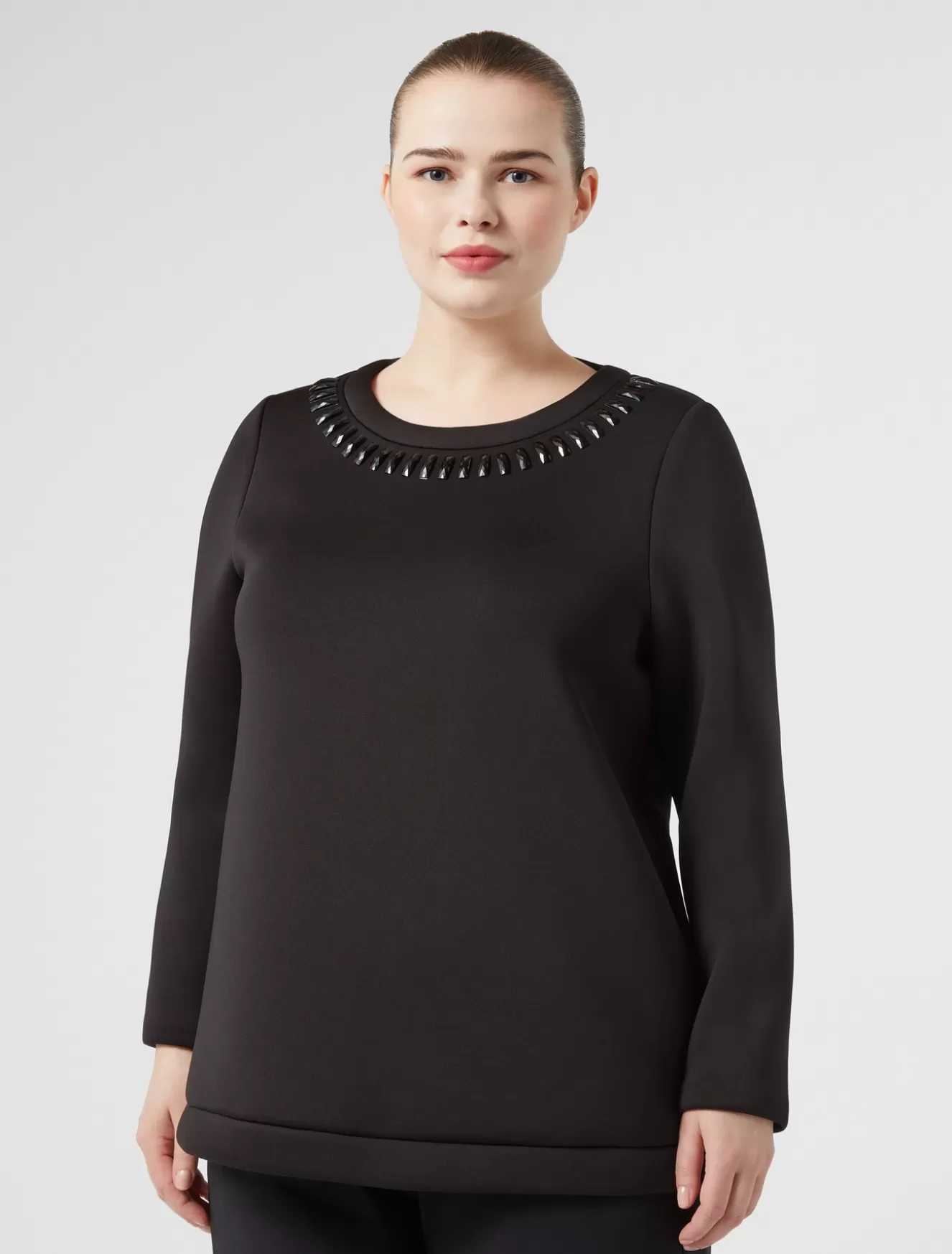 Tops & T-shirts | Tops & T-shirts<Marina Rinaldi Sweatshirt aus Neoprenstoff SCHWARZ