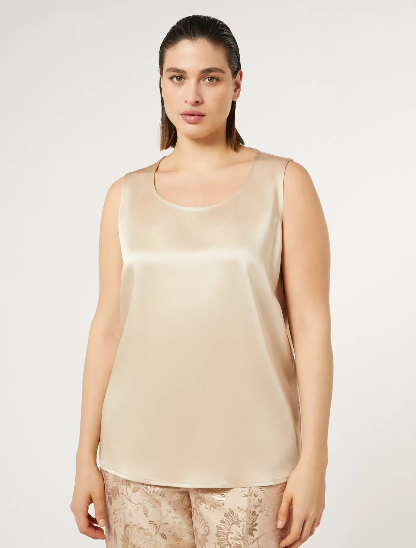 Blusen | Blusen<Marina Rinaldi Top aus Crêpe-Envers-Satin HONIGFARBEN