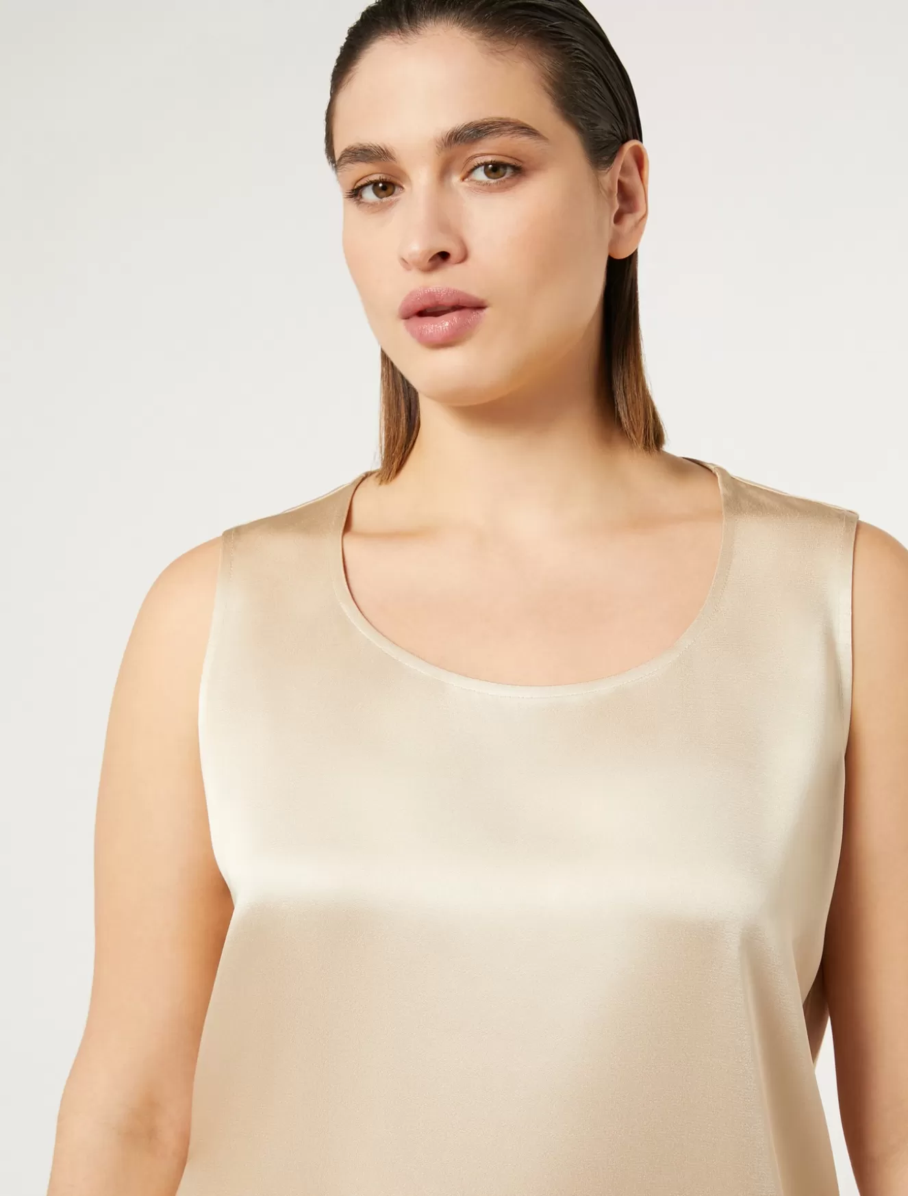 Blusen | Blusen<Marina Rinaldi Top aus Crêpe-Envers-Satin HONIGFARBEN