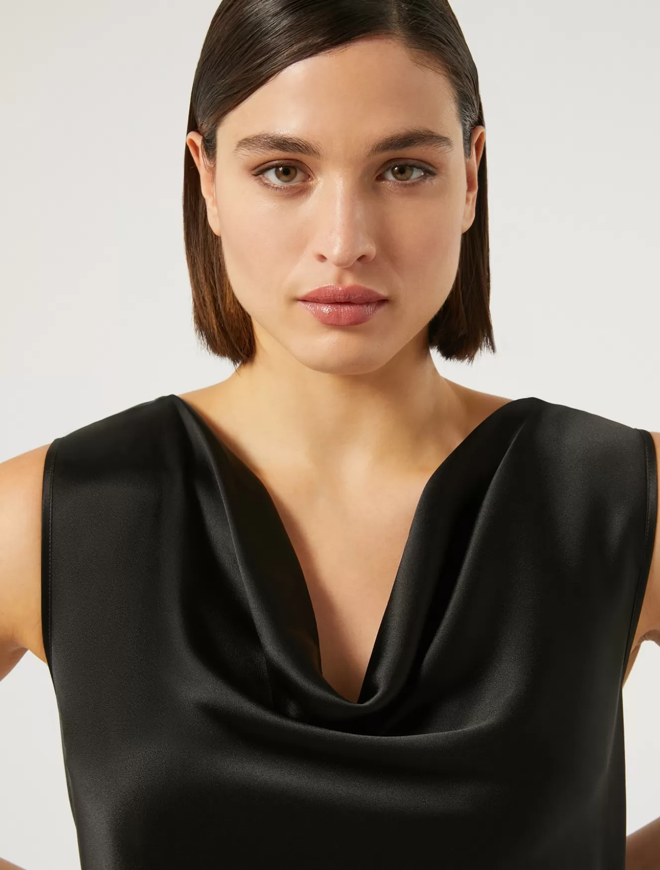 Blusen | Blusen<Marina Rinaldi Top aus Envers-Satin-Crêpe SCHWARZ