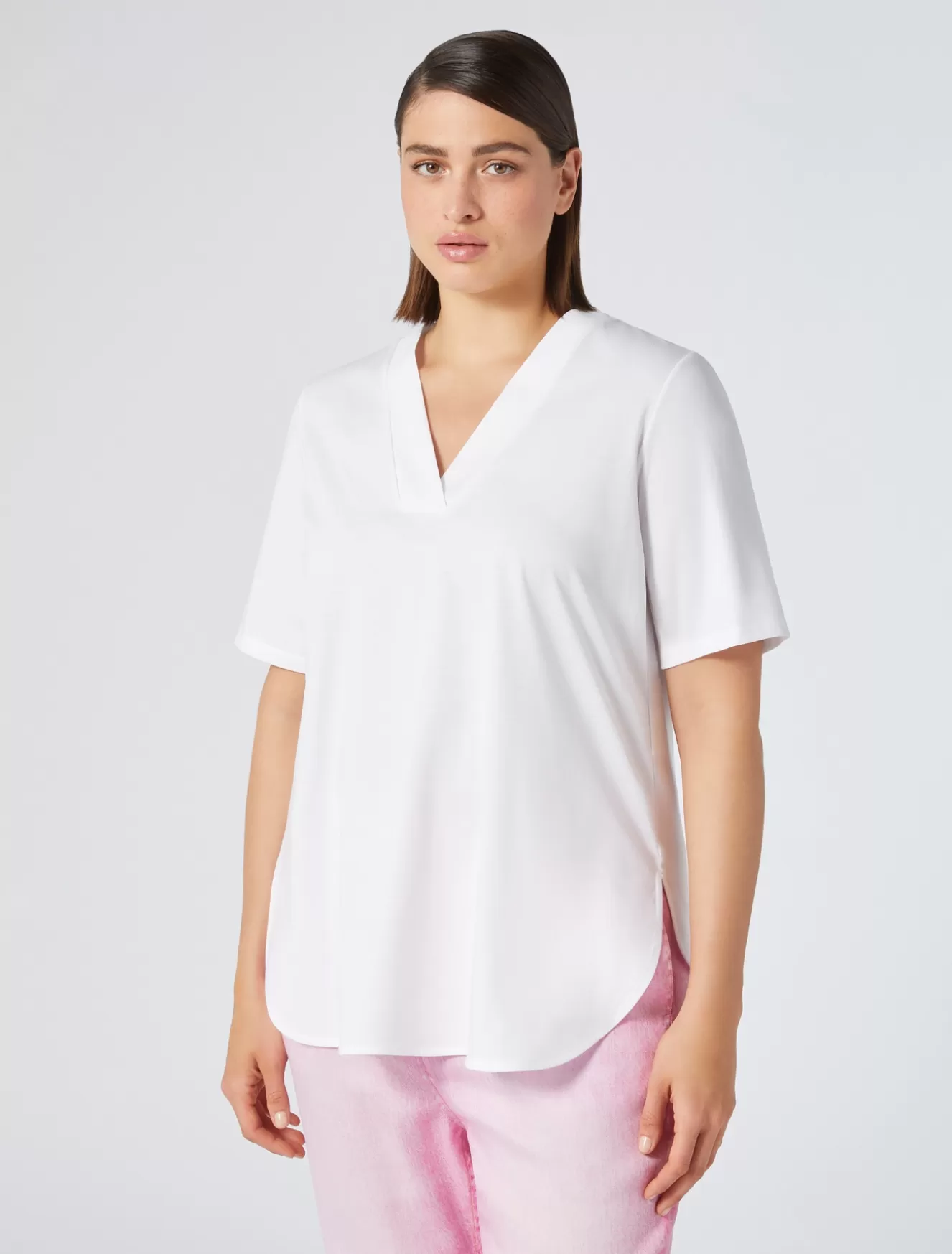 Tops & T-shirts | Tops & T-shirts<Marina Rinaldi T-Shirt aus Baumwolljersey WEISS