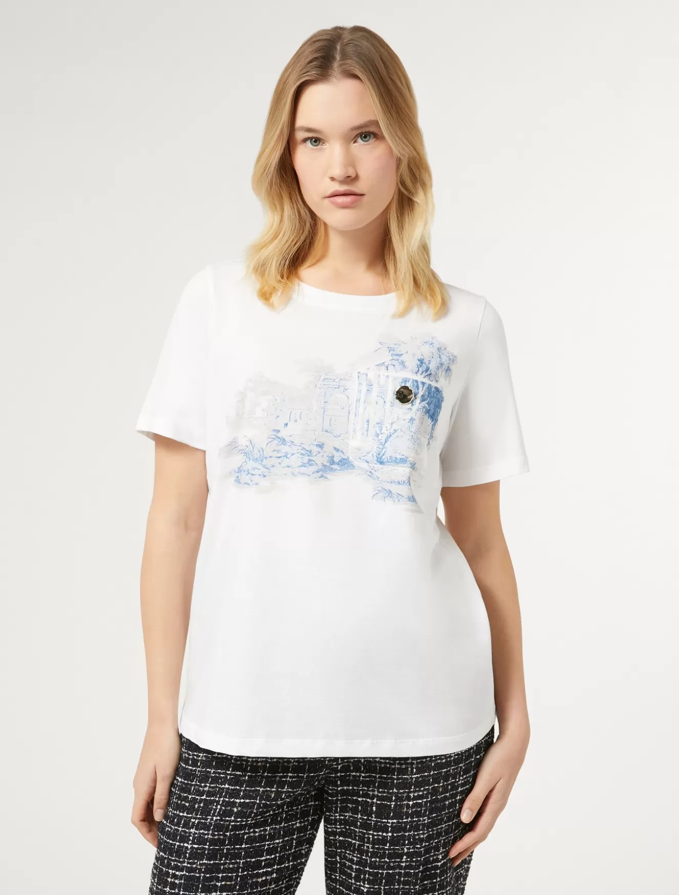 Tops & T-shirts | Tops & T-shirts<Marina Rinaldi T-Shirt aus bedrucktem Jersey WEISS