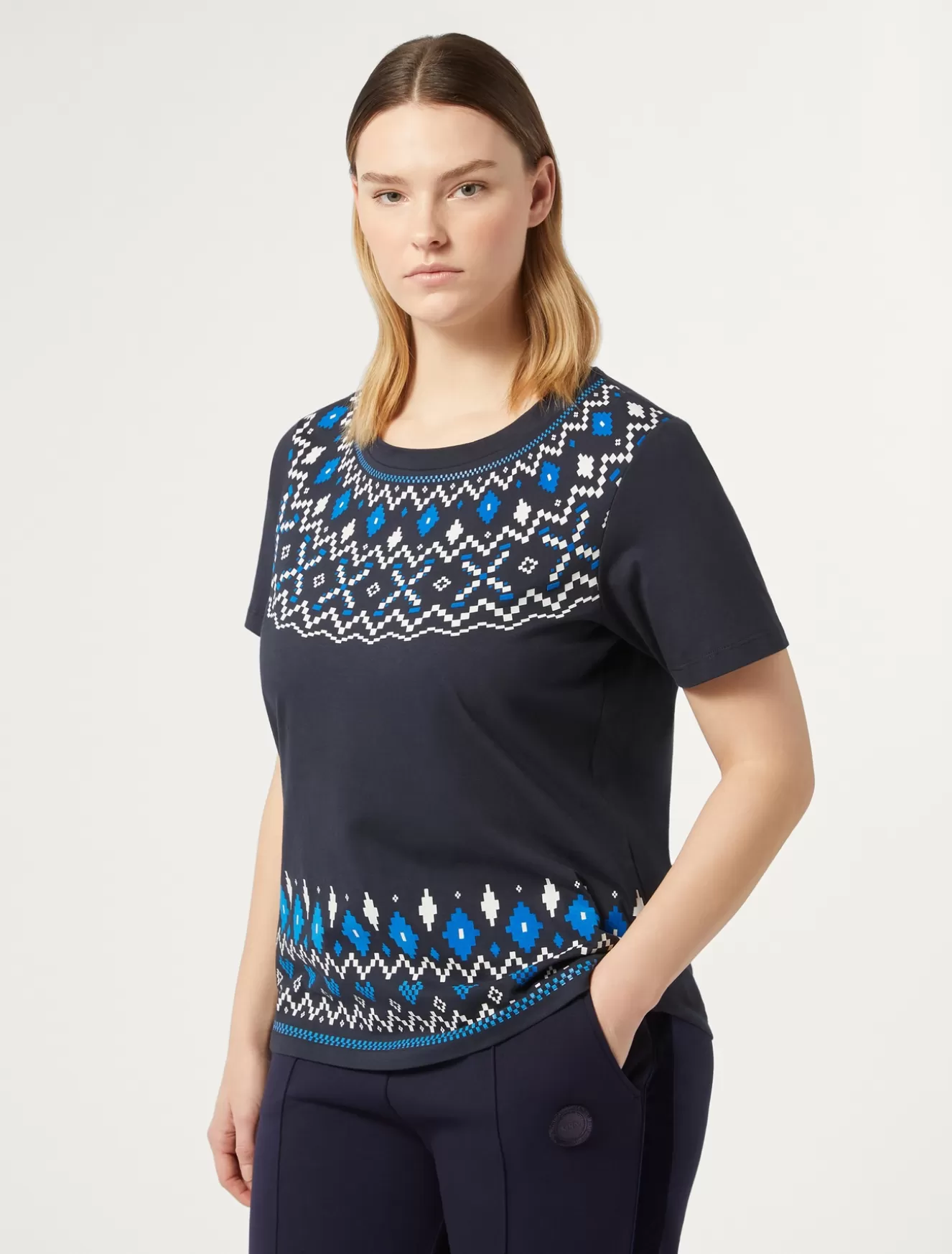 Tops & T-shirts | Tops & T-shirts<Marina Rinaldi T-Shirt aus bedrucktem Jersey BLAU