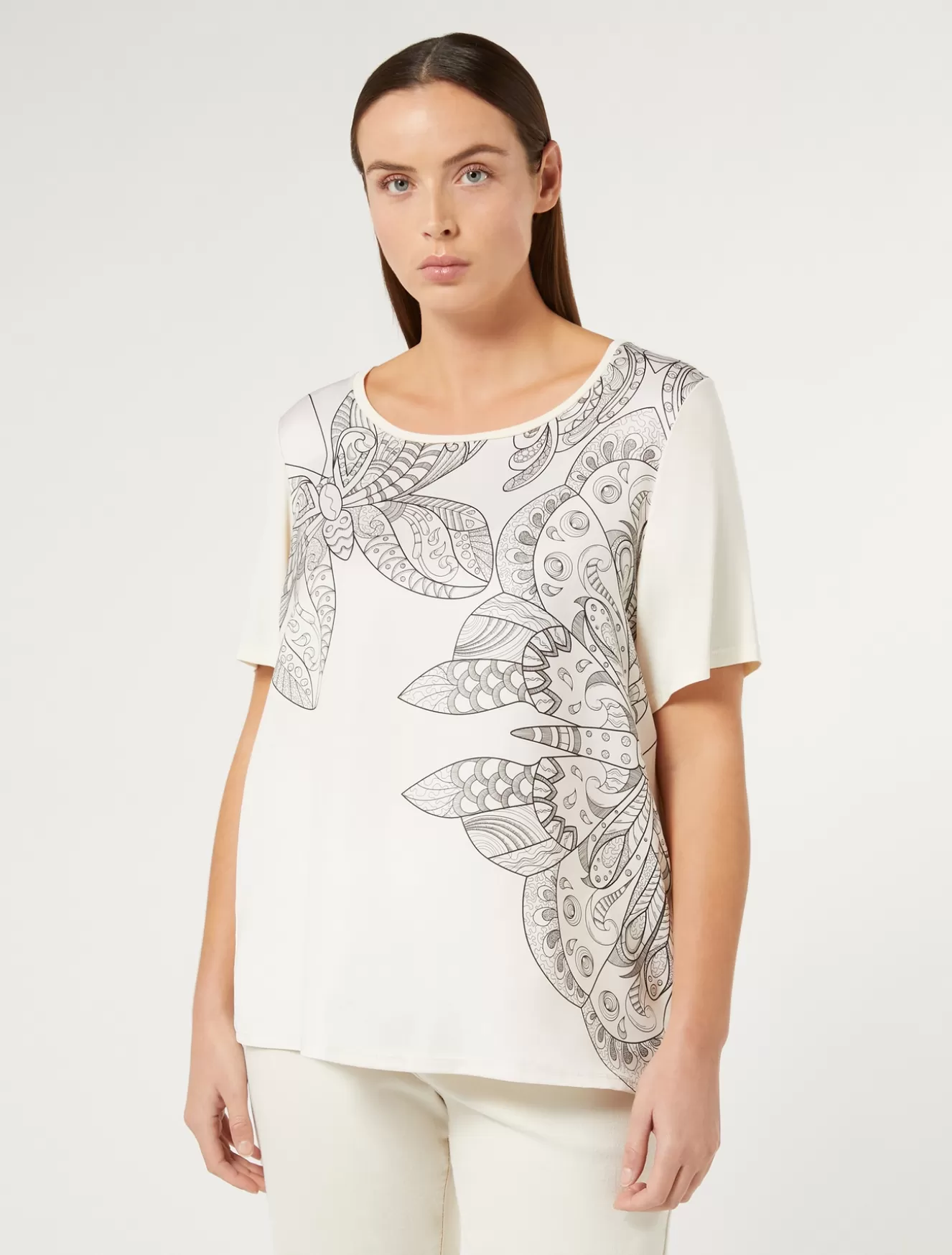 Tops & T-shirts | Tops & T-shirts<Marina Rinaldi T-Shirt aus bedrucktem Jersey CREME