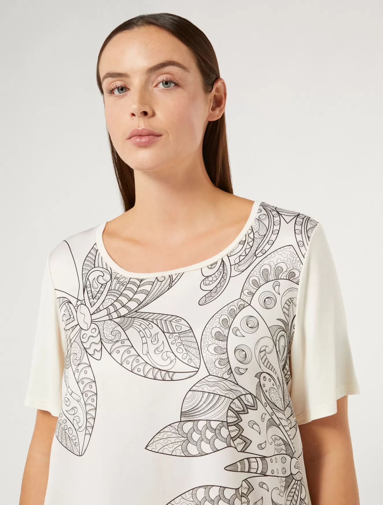 Tops & T-shirts | Tops & T-shirts<Marina Rinaldi T-Shirt aus bedrucktem Jersey CREME