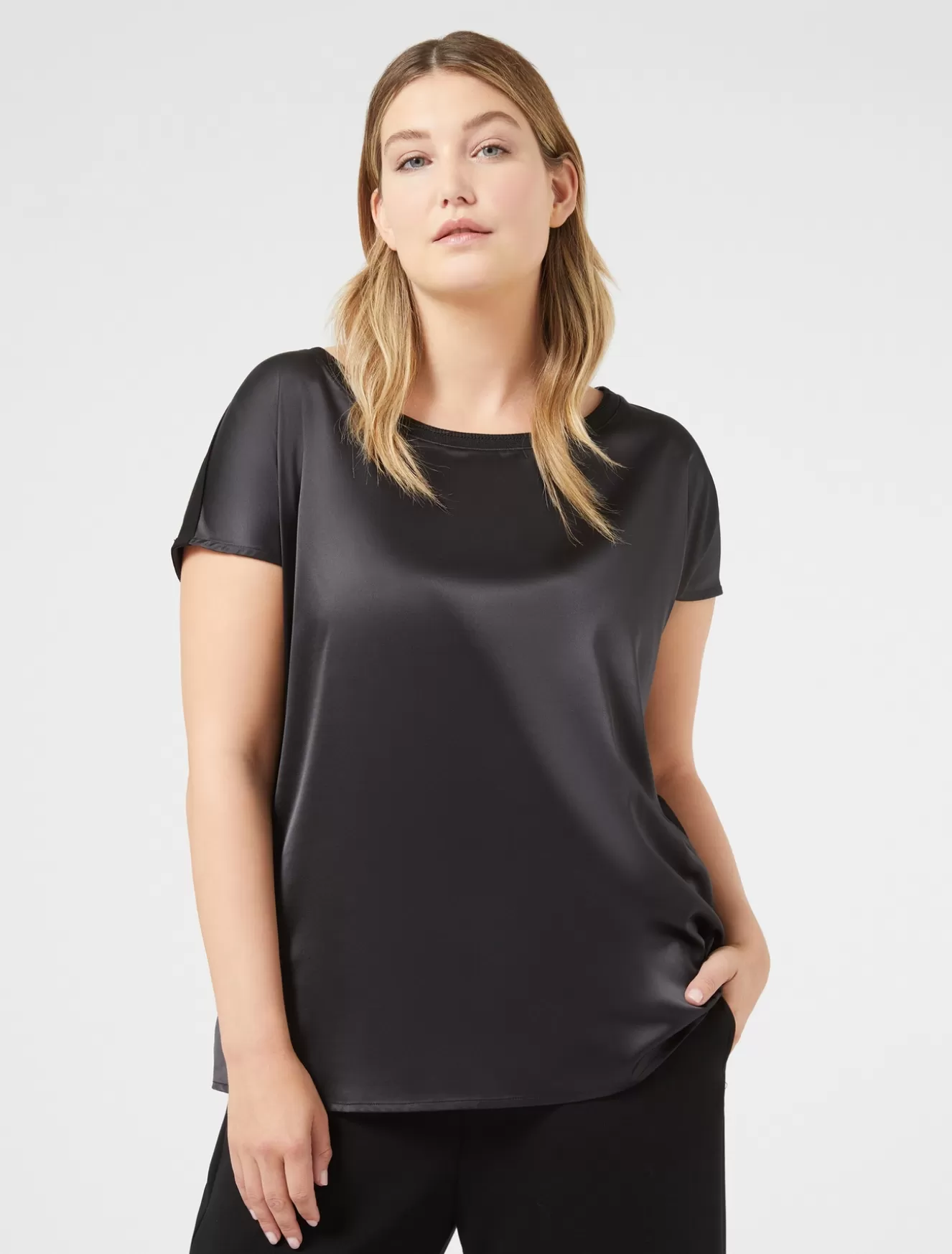 Tops & T-shirts | Tops & T-shirts<Marina Rinaldi T-Shirt aus Crêpe-Jersey SCHWARZ