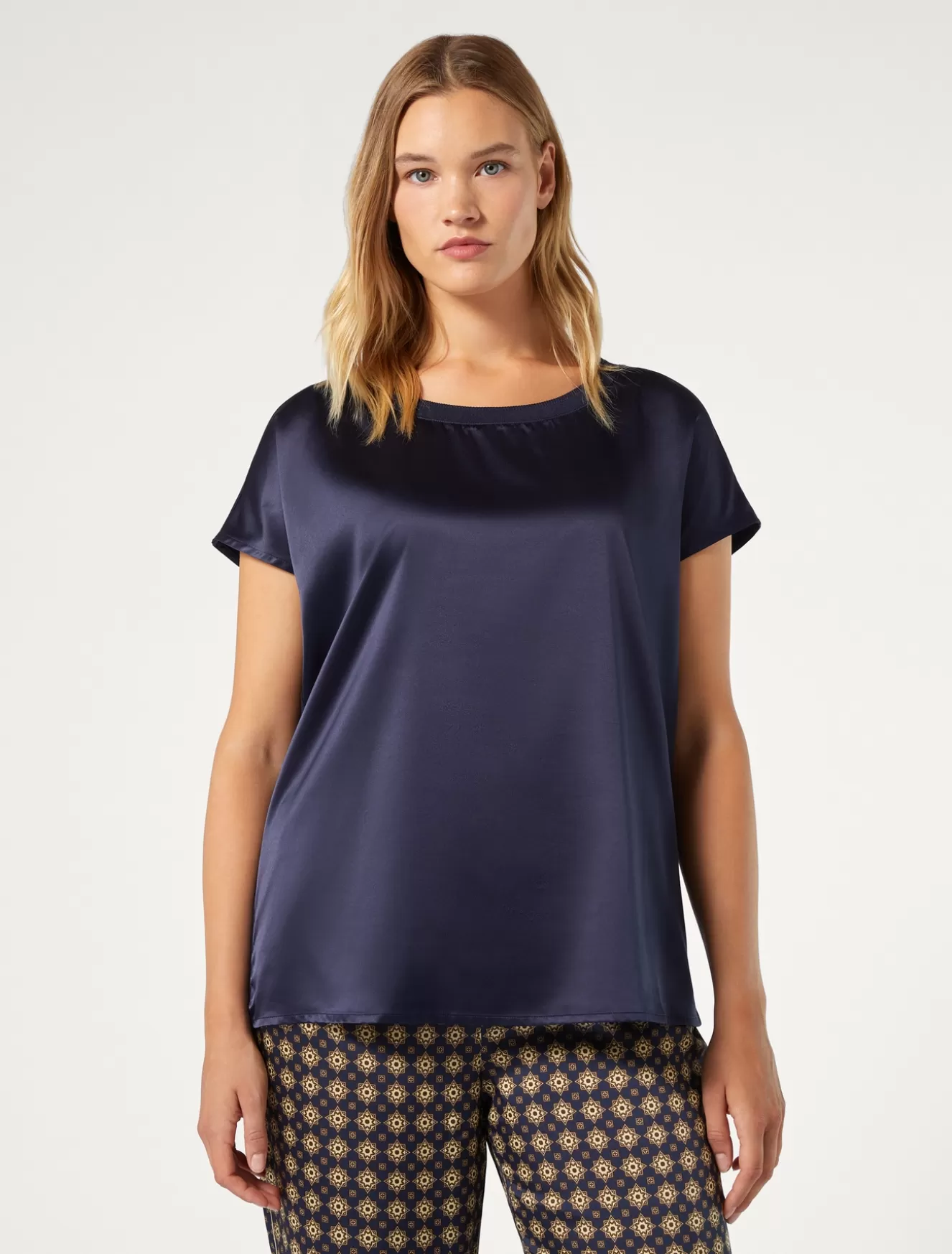 Tops & T-shirts | Tops & T-shirts<Marina Rinaldi T-Shirt aus Crêpe-Jersey BLAU