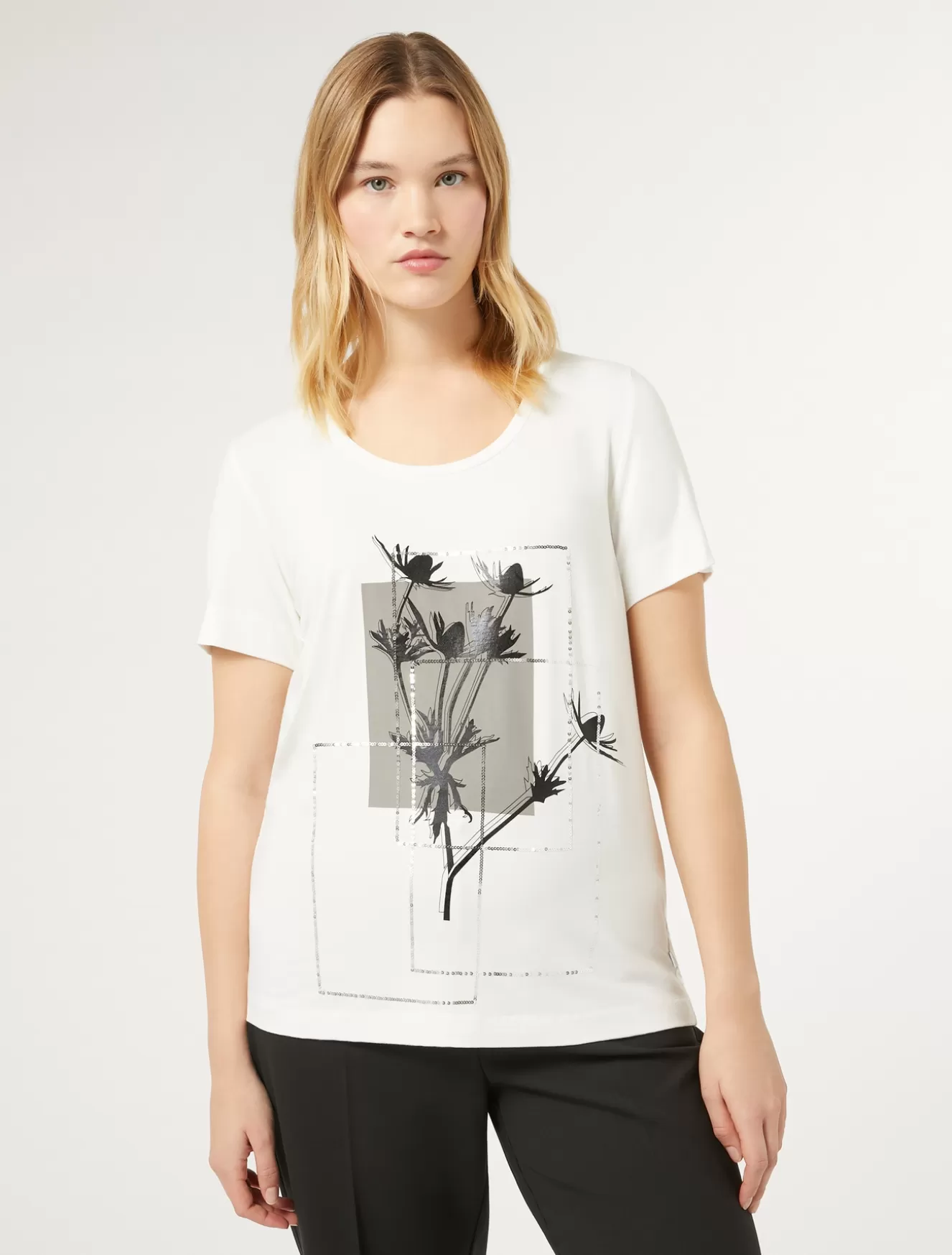 Tops & T-shirts | Tops & T-shirts<Marina Rinaldi T-Shirt aus Jersey mit Stickerei ELFENBEINFARBEN