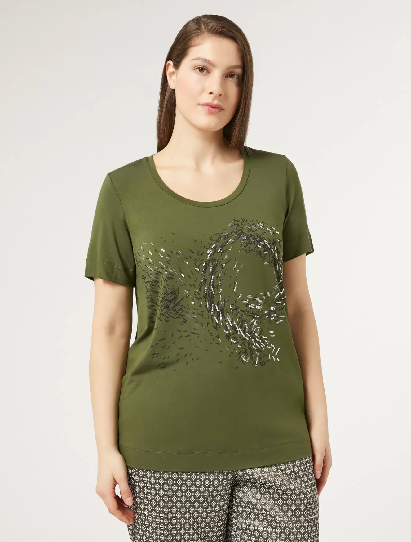 Tops & T-shirts | Tops & T-shirts<Marina Rinaldi T-Shirt aus Jersey mit Stickerei GRUEN