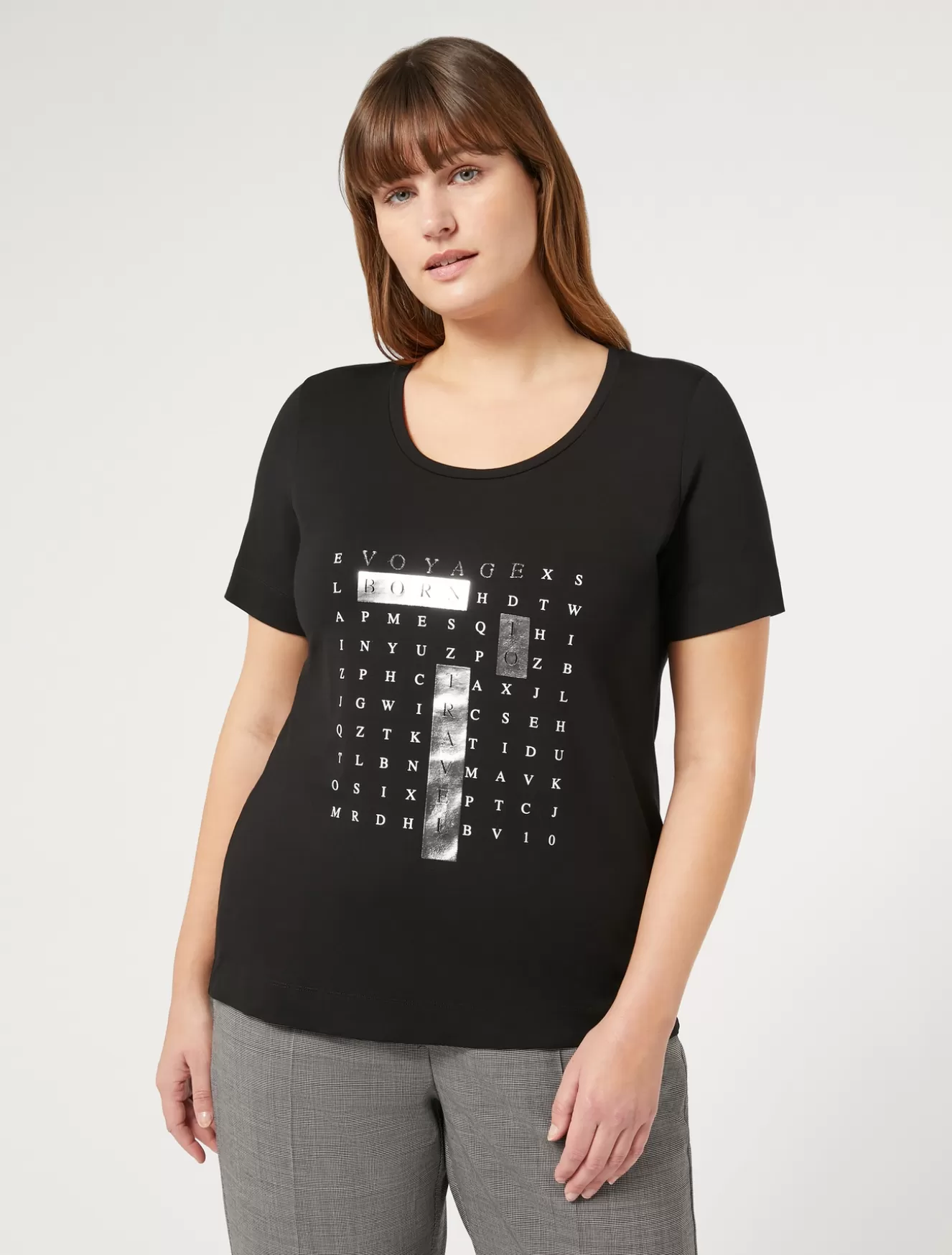 Tops & T-shirts | Tops & T-shirts<Marina Rinaldi T-Shirt aus Jersey mit Stickerei SCHWARZ