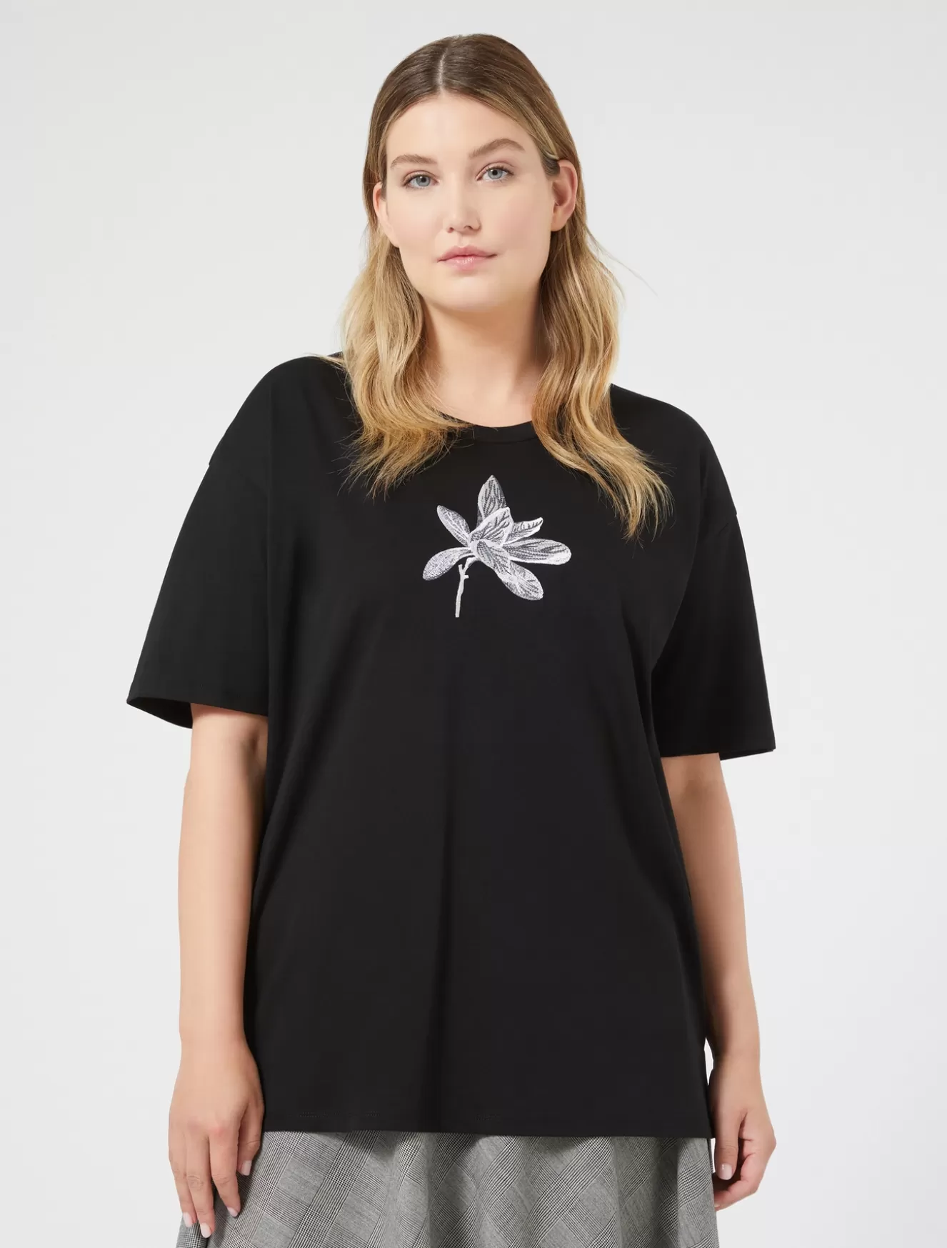 Tops & T-shirts | Tops & T-shirts<Marina Rinaldi T-Shirt aus Jersey mit Stickerei SCHWARZ