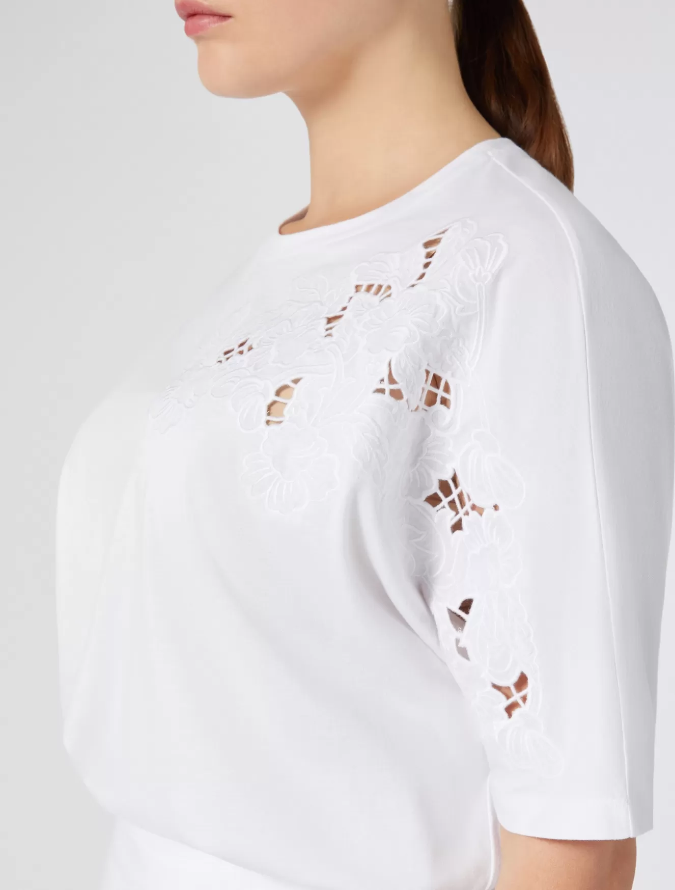 Tops & T-shirts | Tops & T-shirts<Marina Rinaldi T-Shirt aus Jersey mit Stickerei WEISS