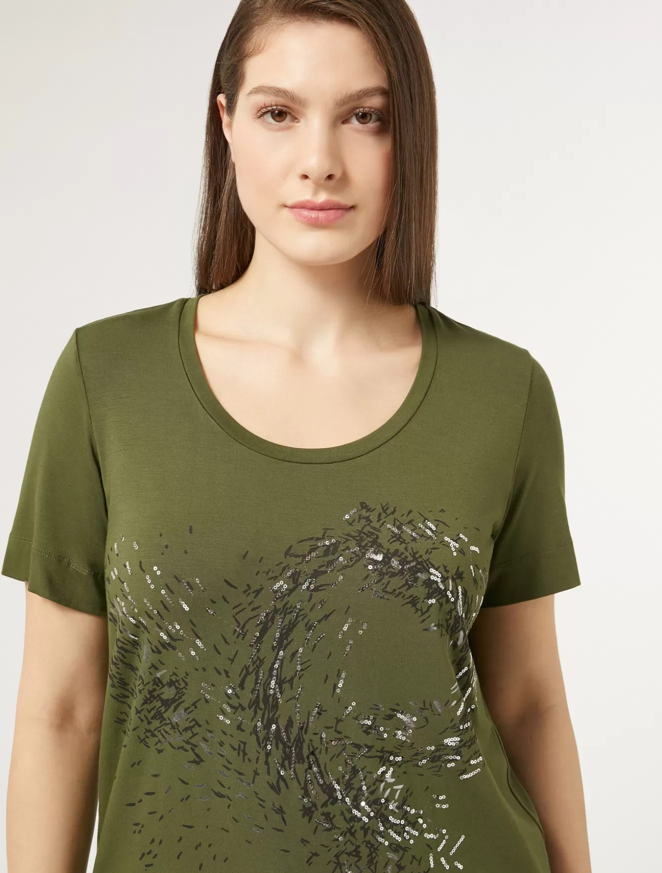 Tops & T-shirts | Tops & T-shirts<Marina Rinaldi T-Shirt aus Jersey mit Stickerei GRUEN