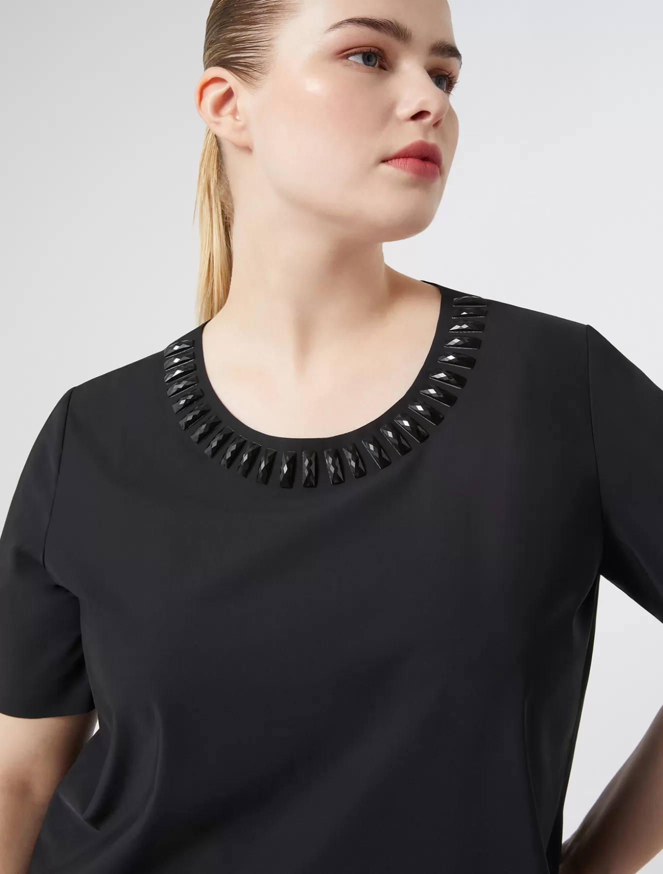 Tops & T-shirts | Tops & T-shirts<Marina Rinaldi T-Shirt aus Jersey mit Stickerei SCHWARZ