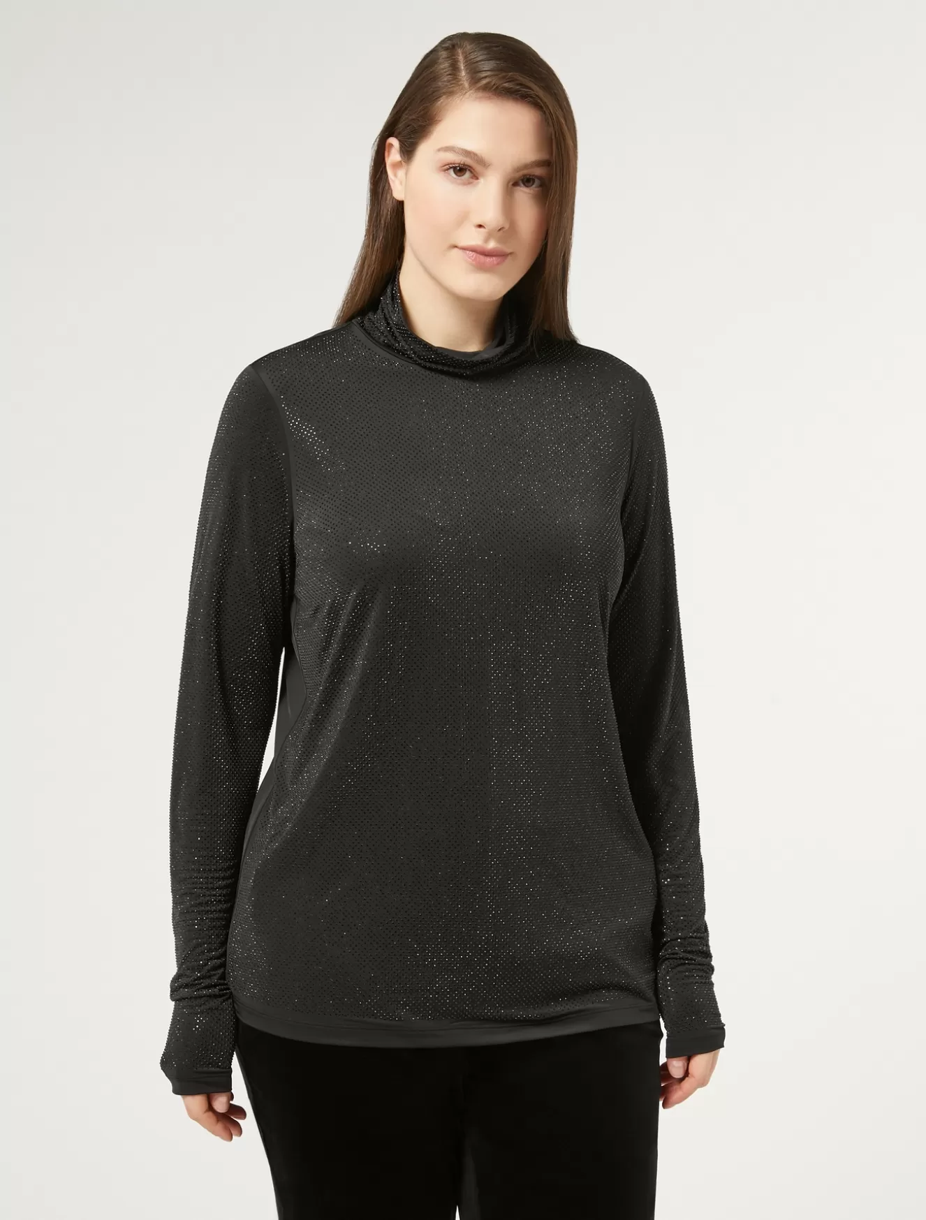 Tops & T-shirts | Tops & T-shirts<Marina Rinaldi T-Shirt aus Jersey mit Strass SCHWARZ