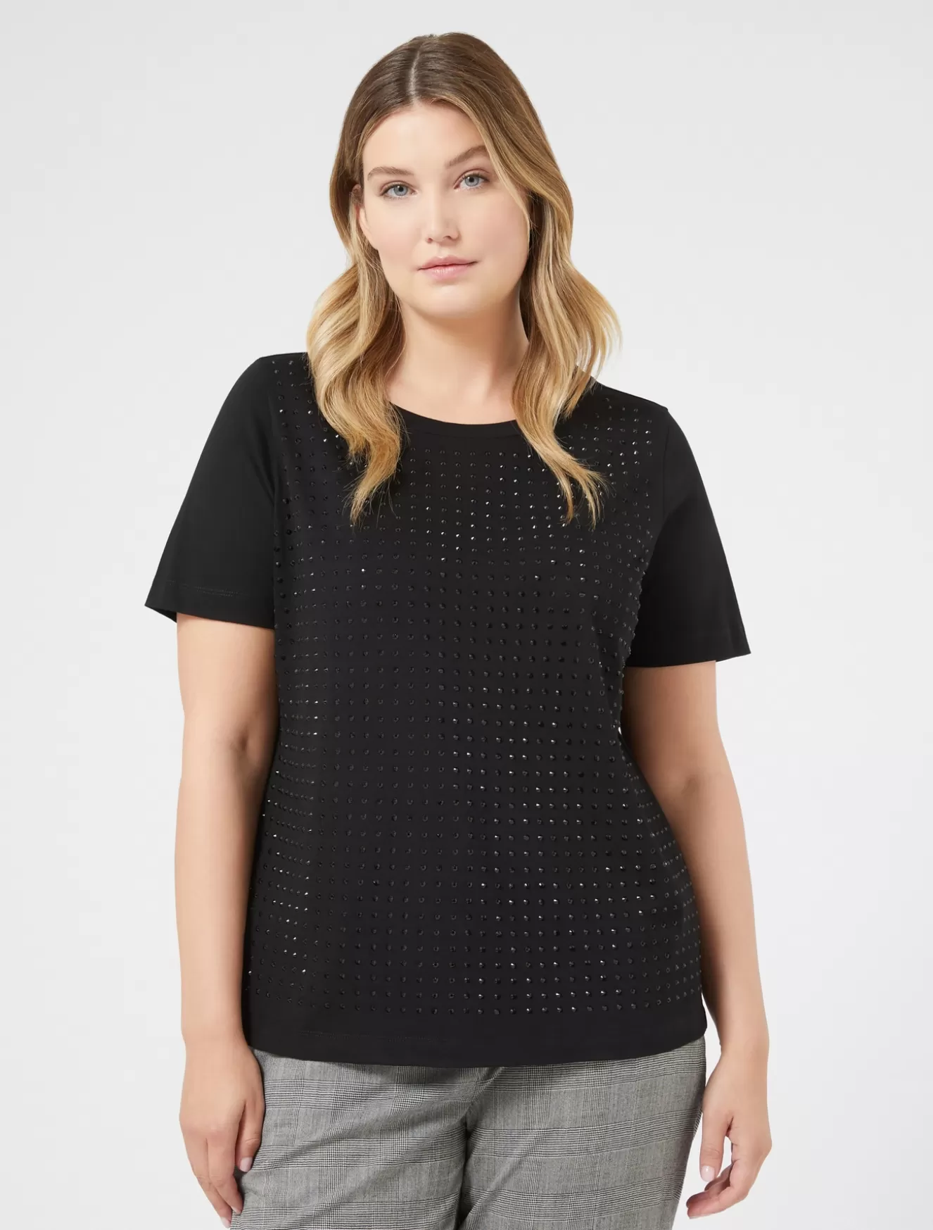 Tops & T-shirts | Tops & T-shirts<Marina Rinaldi T-Shirt aus Jersey mit Strass SCHWARZ