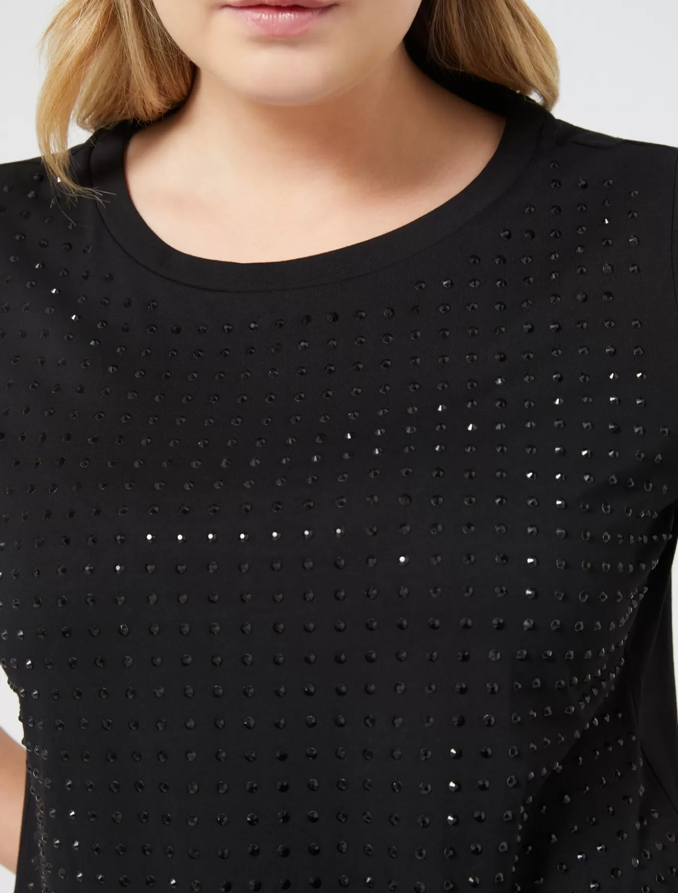 Tops & T-shirts | Tops & T-shirts<Marina Rinaldi T-Shirt aus Jersey mit Strass SCHWARZ