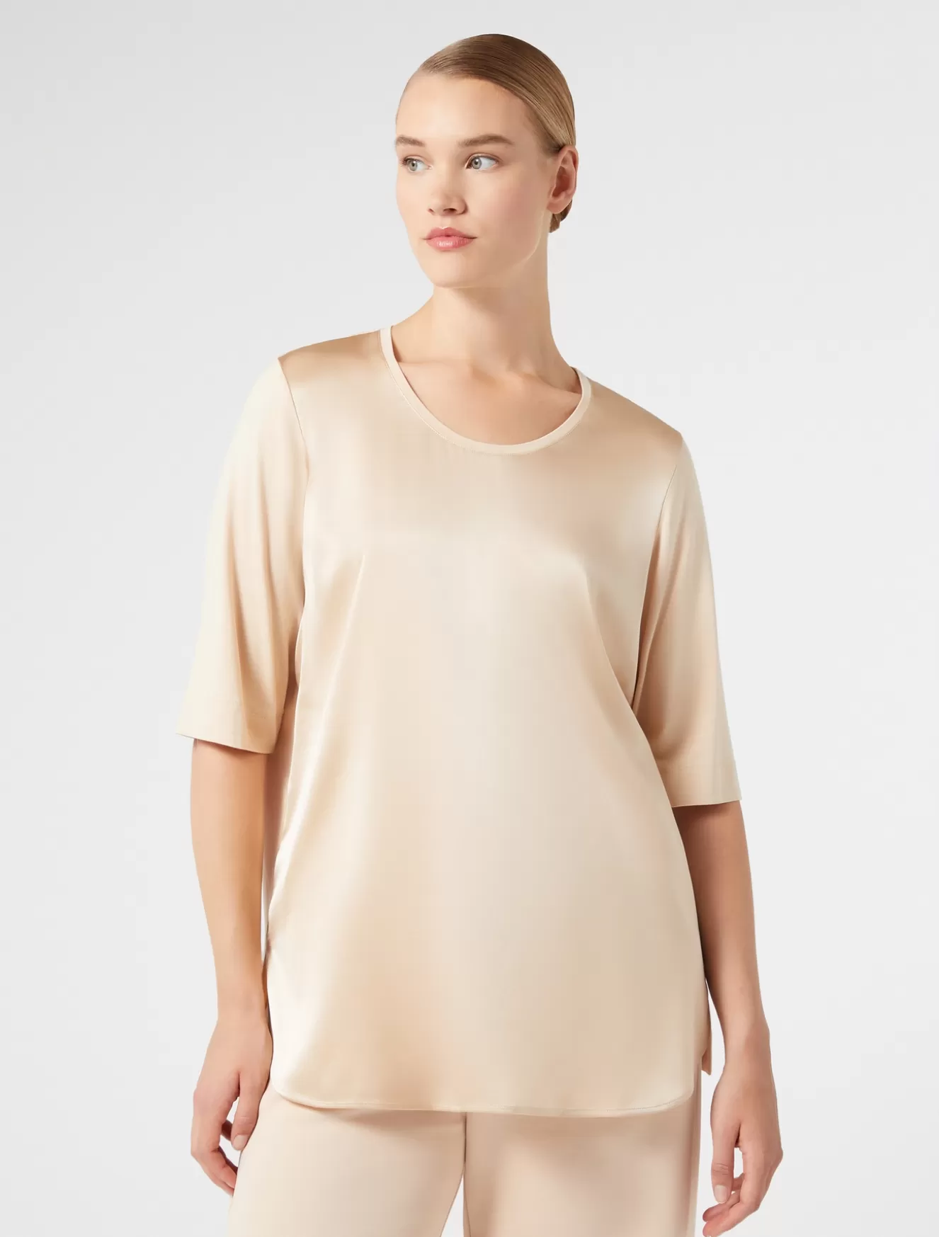 Tops & T-shirts<Marina Rinaldi T-Shirt aus Jersey und Satin ROSA