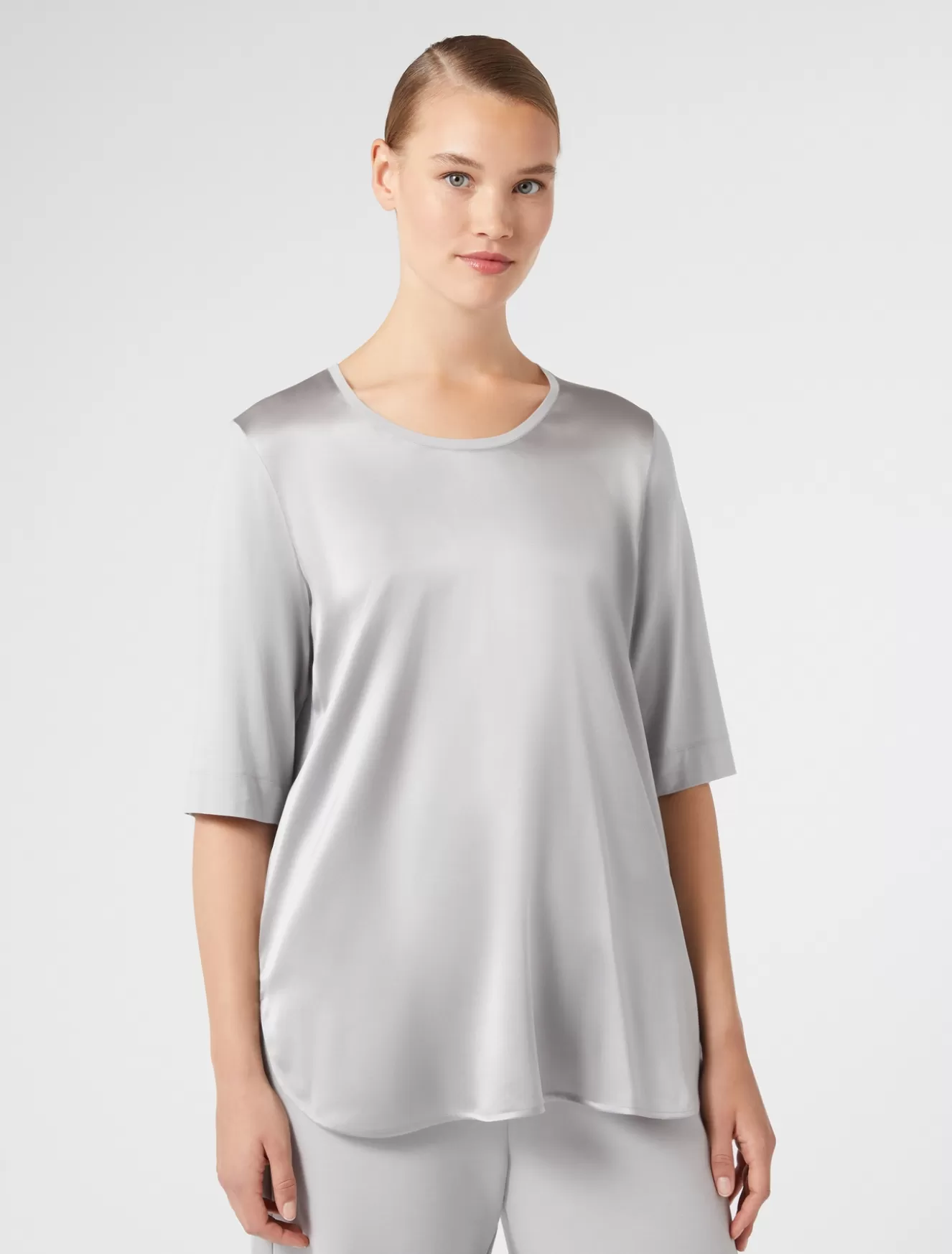 Tops & T-shirts<Marina Rinaldi T-Shirt aus Jersey und Satin HELLGRAU